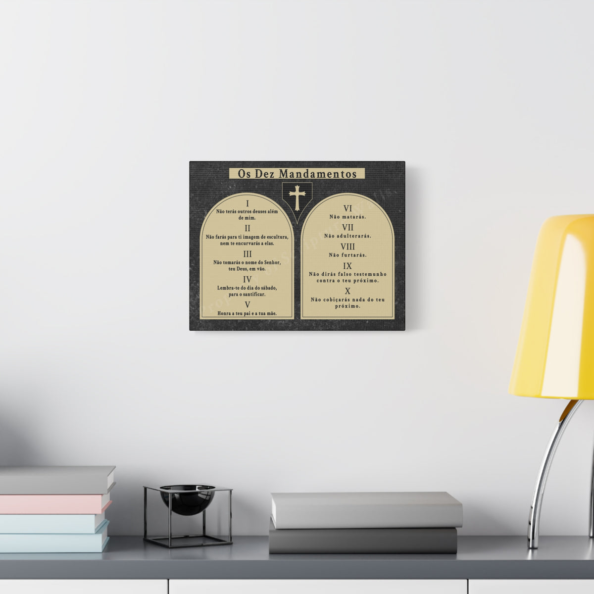 Scripture Walls 10 Commandments Portuguese Tablets Bible Verse Canvas Christian Wall Art Ready to Hang Unframed-Express Your Love Gifts