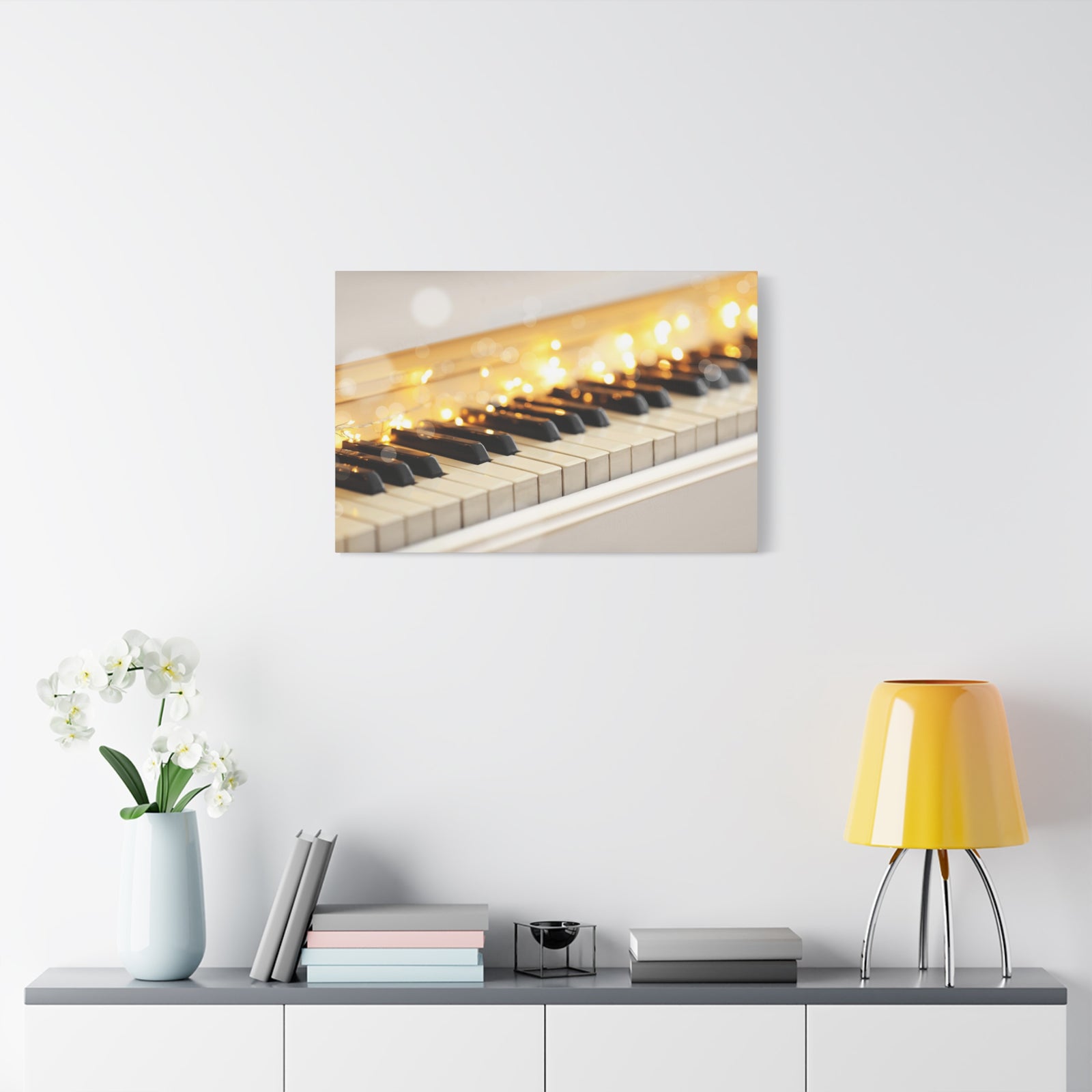 Light up Piano Keys Music Lover's Delight Piano Keyboard Canvas Wall Art for Home Decor Ready-to-Hang-Express Your Love Gifts