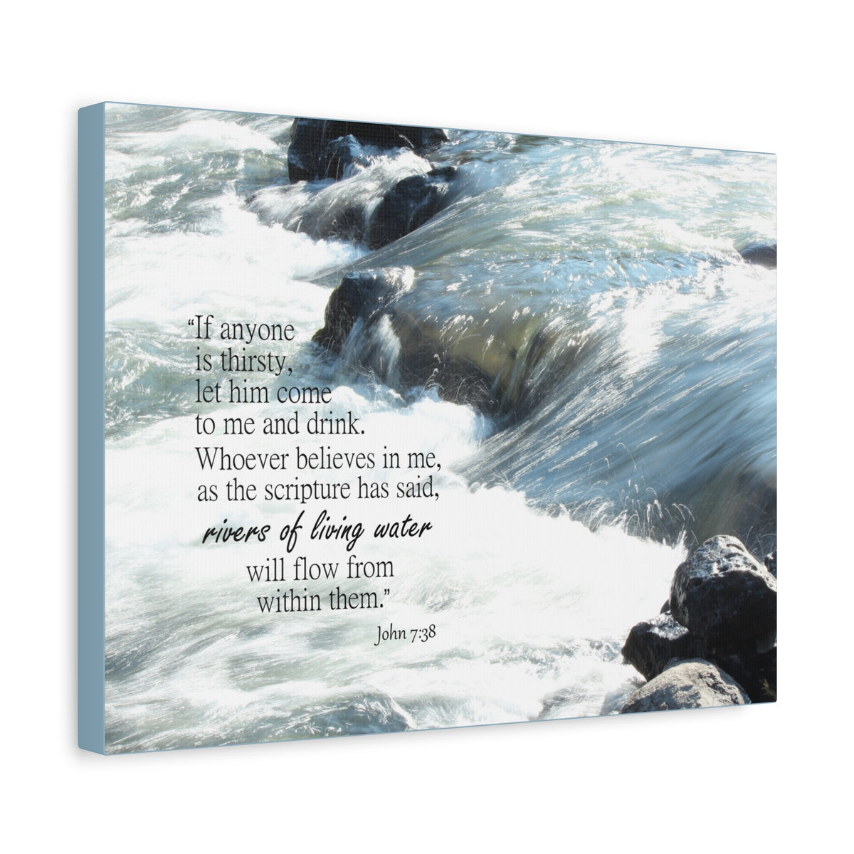 Scripture Canvas Rivers Of Living Water John 7:38 Christian Wall Art Bible Verse Print Ready to Hang-Express Your Love Gifts