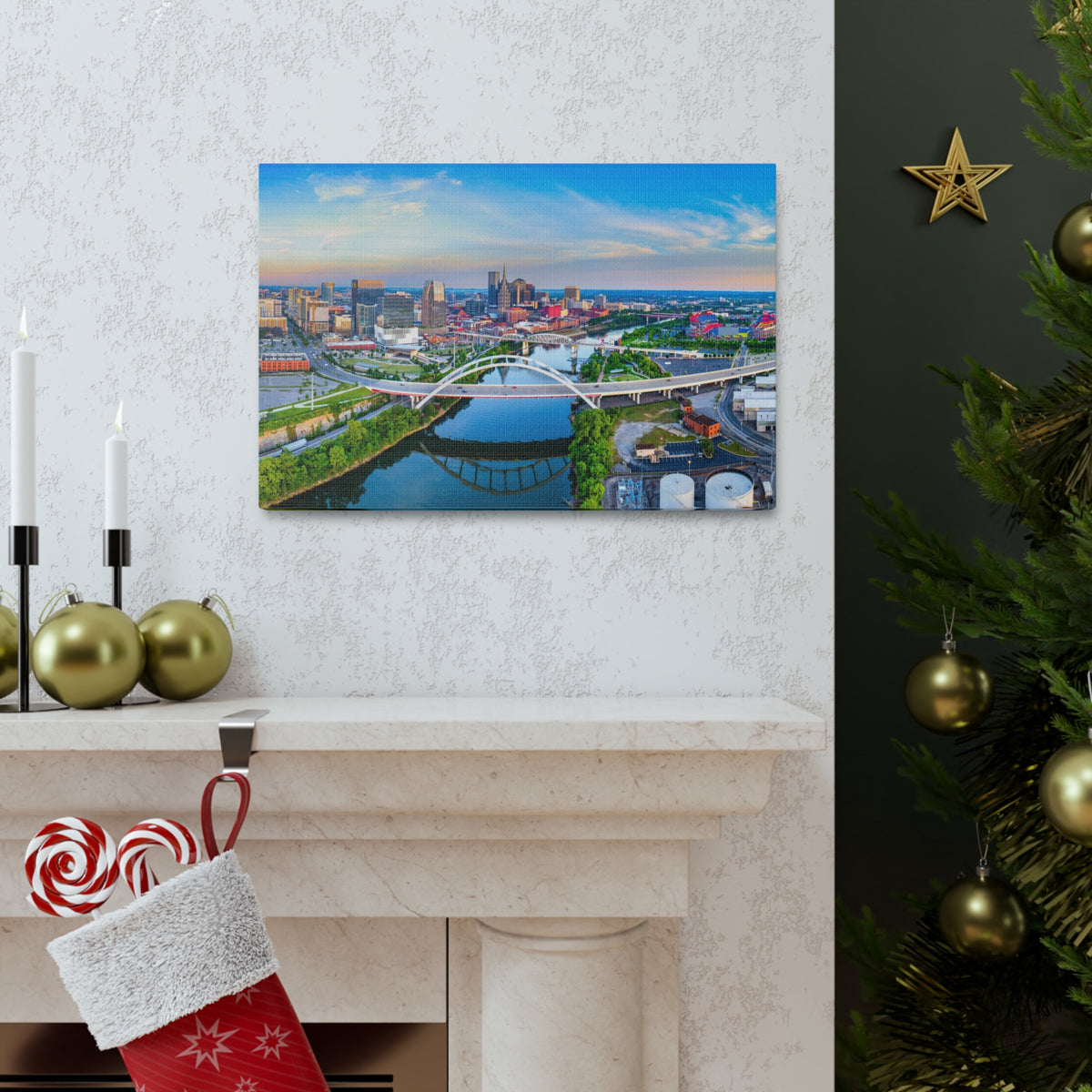 Nashville Daytime Skyline Canvas Artwork High-Quality Breathtaking Stunning Cityscape for Home Decor Ready to Hang-Express Your Love Gifts