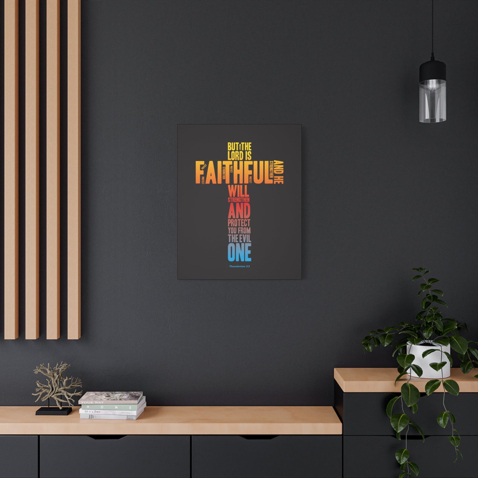 Scripture Canvas Protect You From Evil Thessalonian 3:3 Christian Wall Art Bible Verse Print Ready to Hang-Express Your Love Gifts