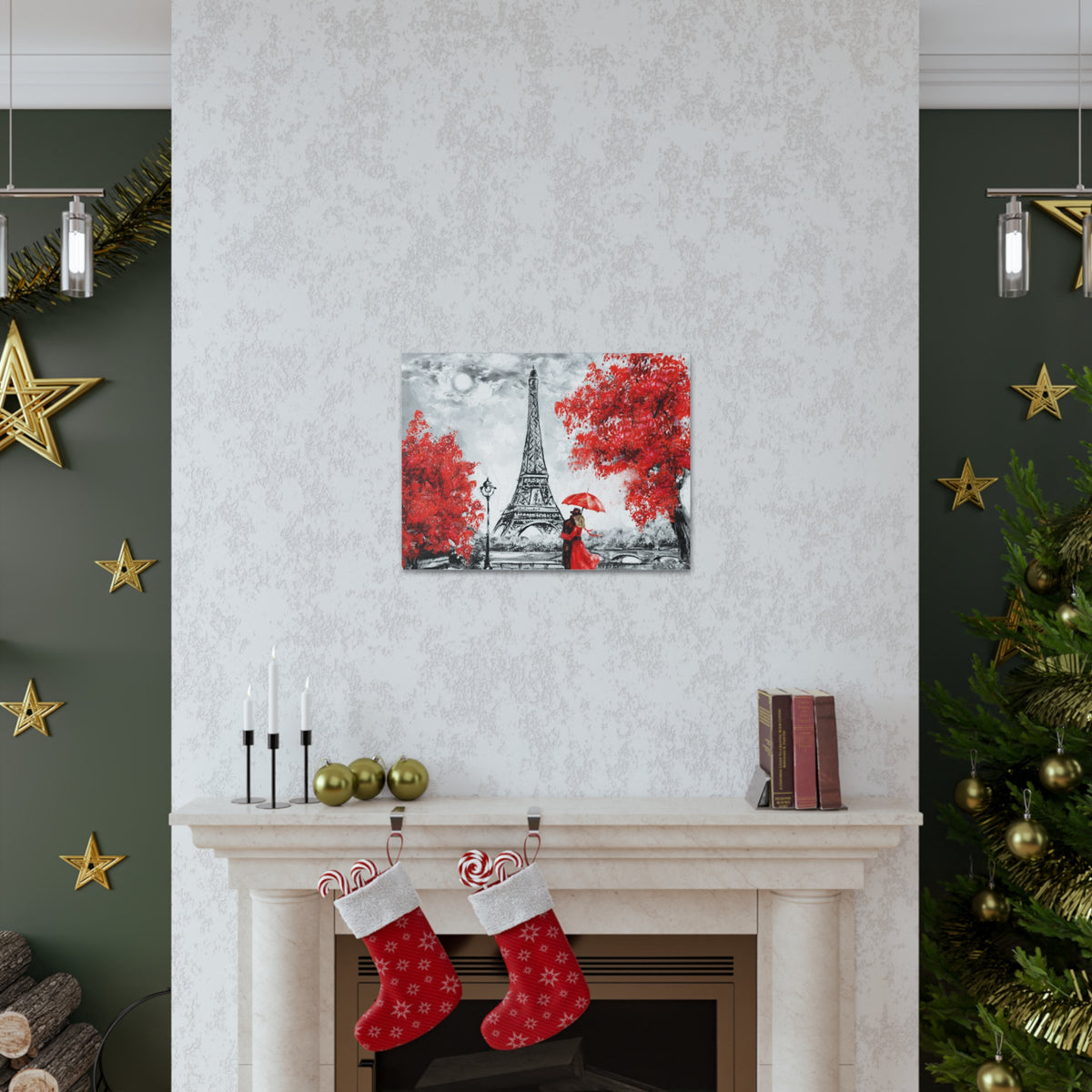 Paris Eiffel Tower Couple France Canvas Artwork High-Quality Breathtaking French City for Home Decor Ready to Hang-Express Your Love Gifts