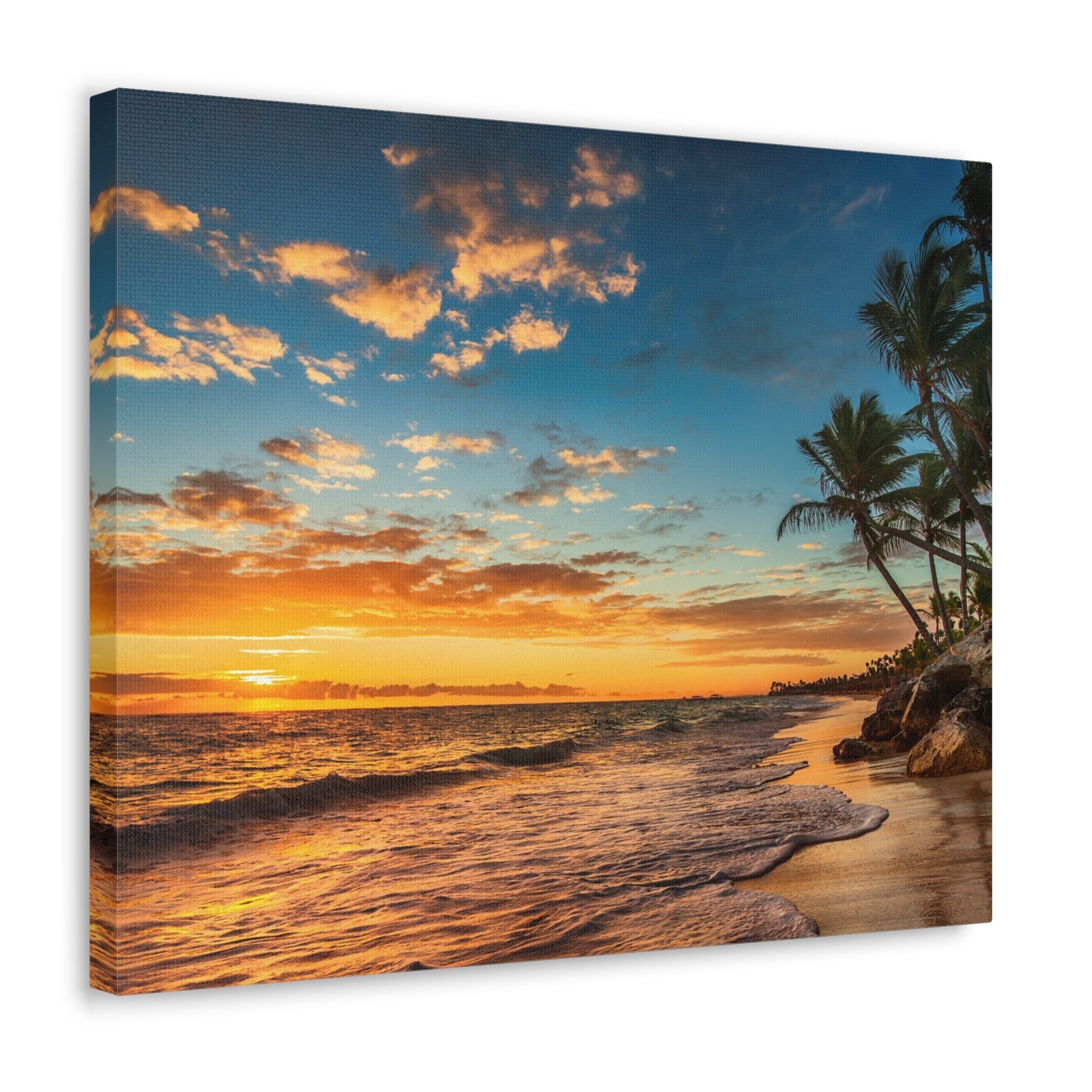 Tropical Island Beach Sunrise Ocean Canvas Wall Art for Home Decor Ready-to-Hang-Express Your Love Gifts