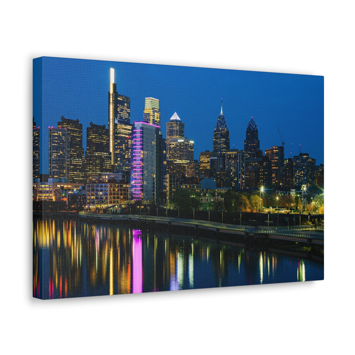 Philadelphia Night Skyline Canvas Artwork High-Quality Breathtaking Stunning Cityscape for Home Decor Ready to Hang-Express Your Love Gifts