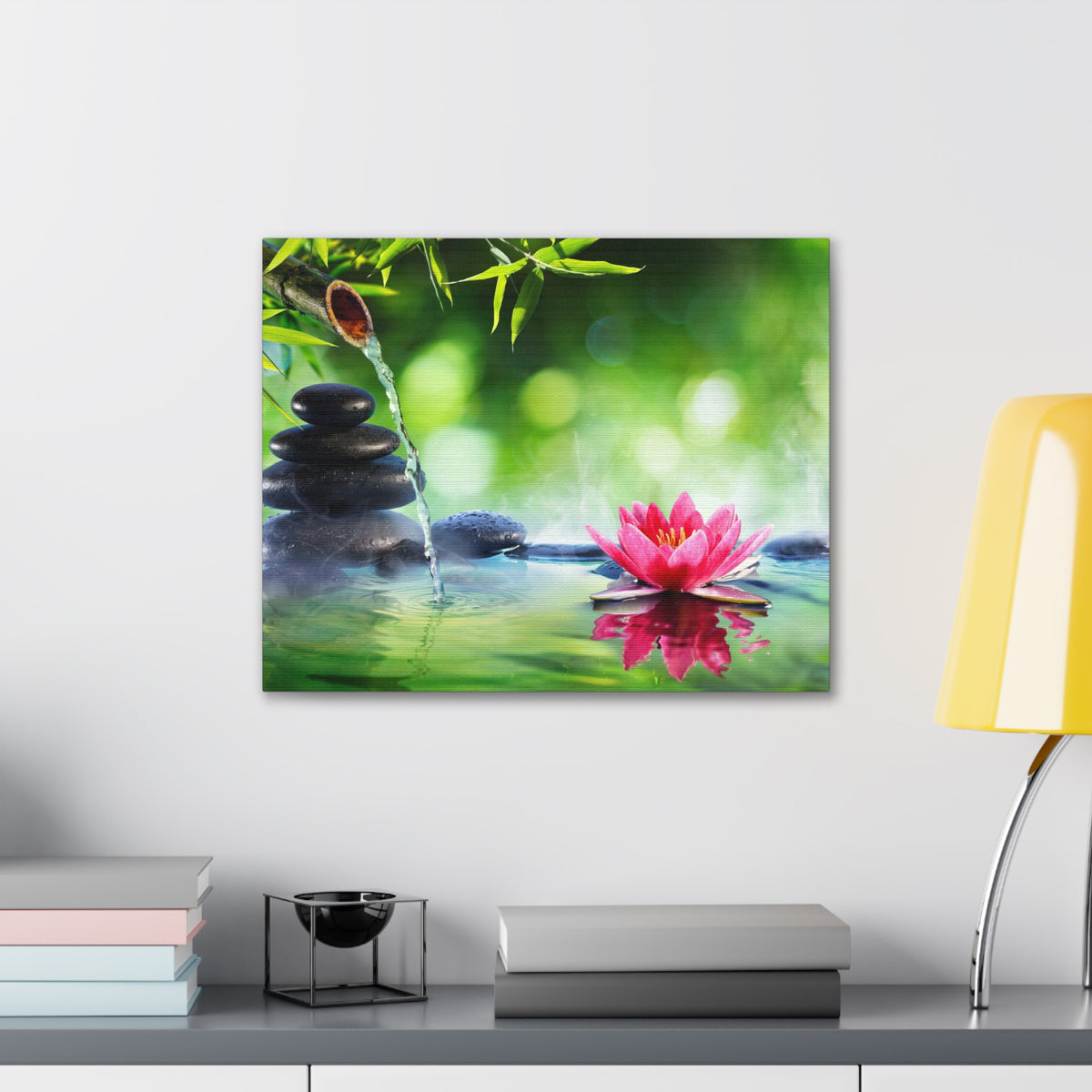 Stones and Waterlily Forest Floral Nature Photography Canvas Wall Art for Home Decor Ready-to-Hang-Express Your Love Gifts