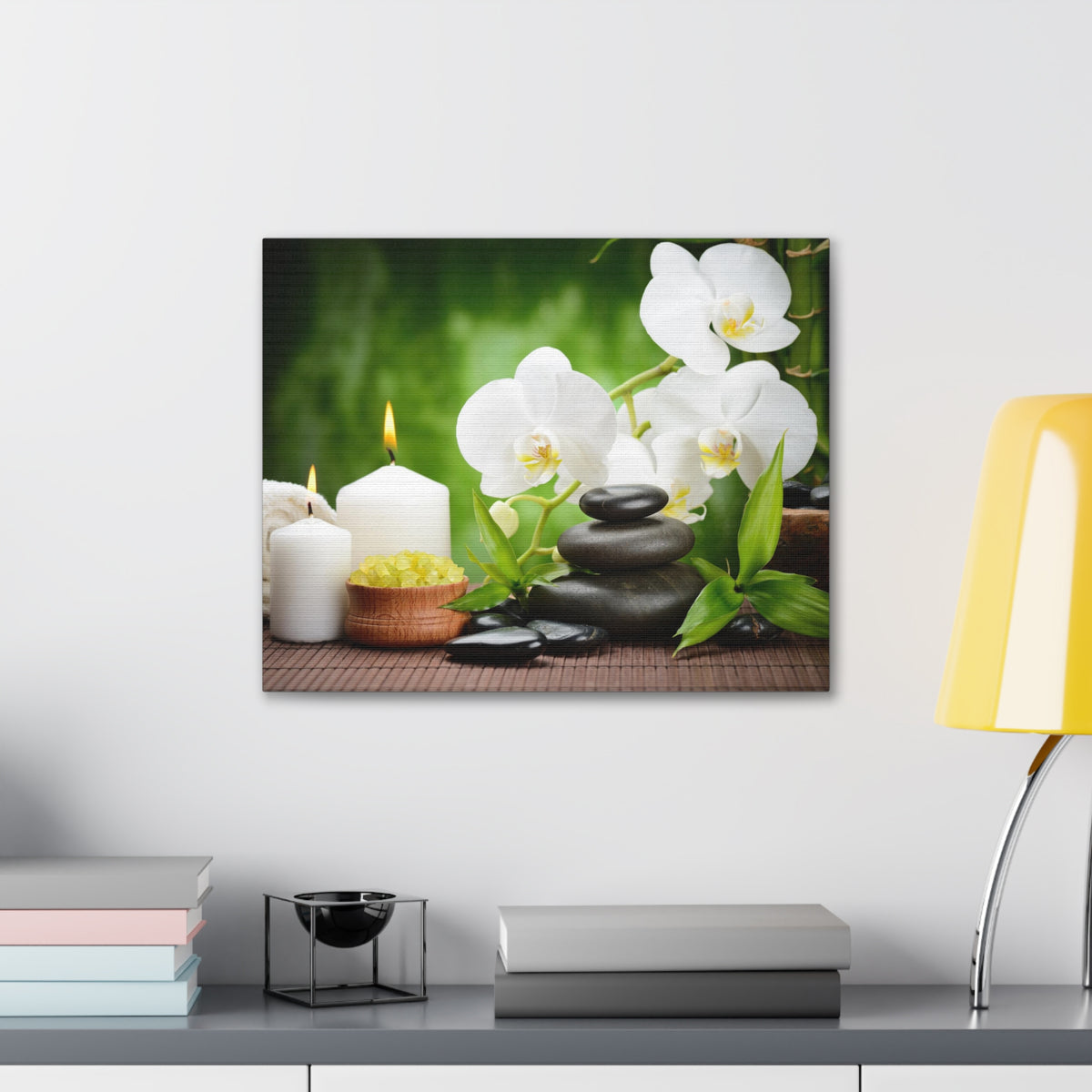 Zen Stones and Orchid Forest Floral Nature Photography Canvas Wall Art for Home Decor Ready-to-Hang-Express Your Love Gifts