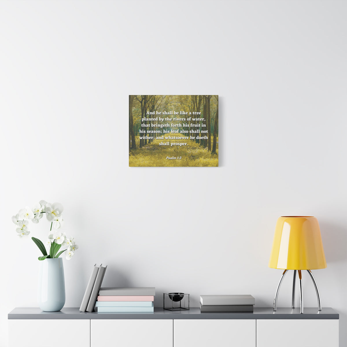 Scripture Canvas Shall Prosper Psalms 1:3 Christian Wall Art Bible Verse Print Ready to Hang-Express Your Love Gifts