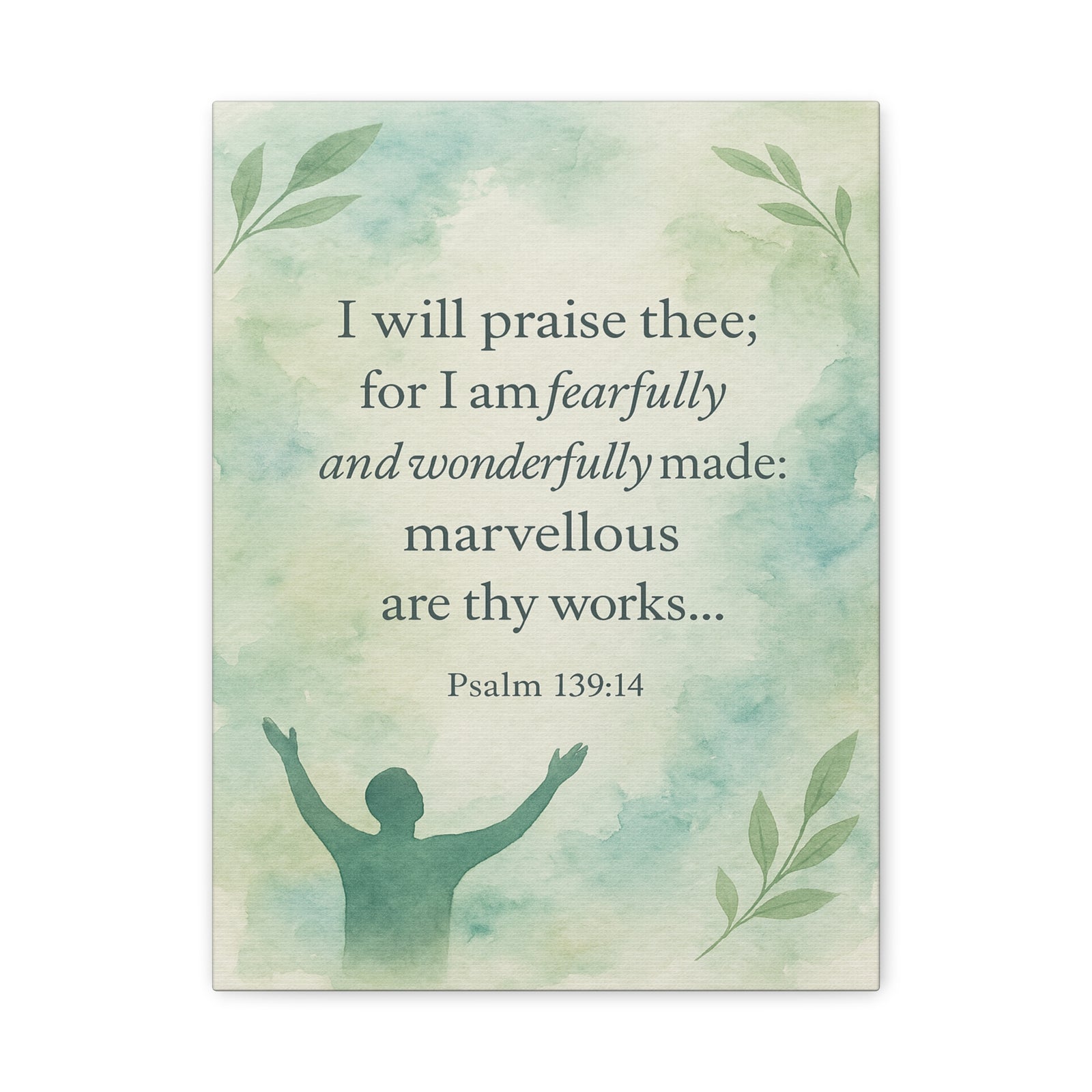 Bible Verse Canvas Psalm 139:14 Christian Home Décor Wall Art Scripture Ready to Hang Faith Print-Express Your Love Gifts