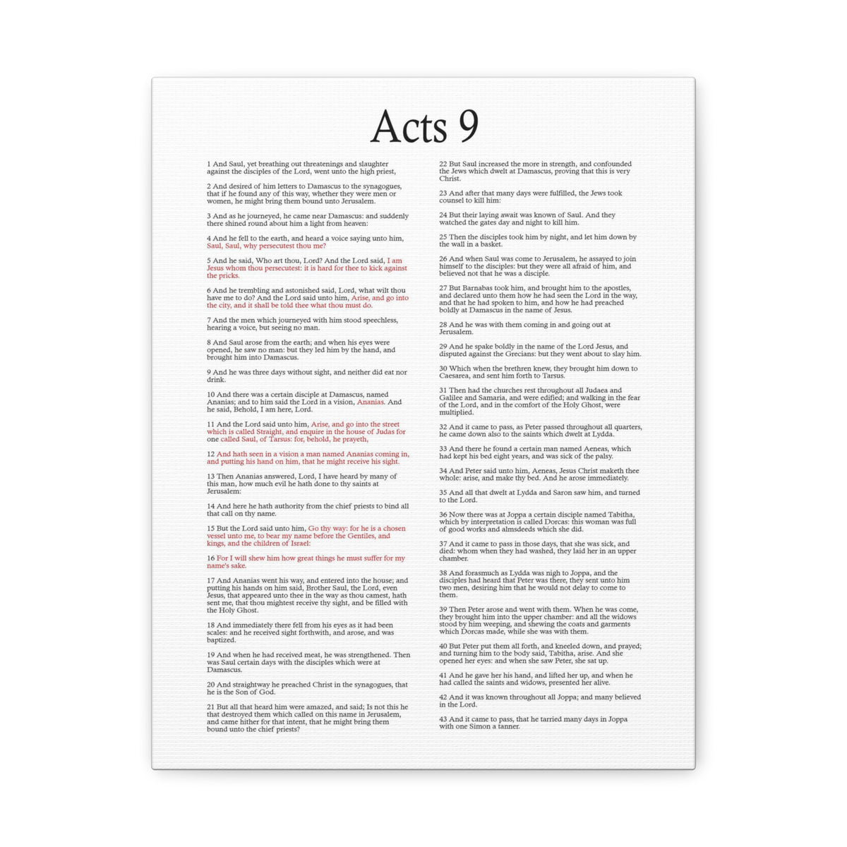 Scripture Walls Acts 9 Conversion of Saul Christ Words in Red Bible Verse Canvas Christian Wall Art Ready to Hang Unframed-Express Your Love Gifts