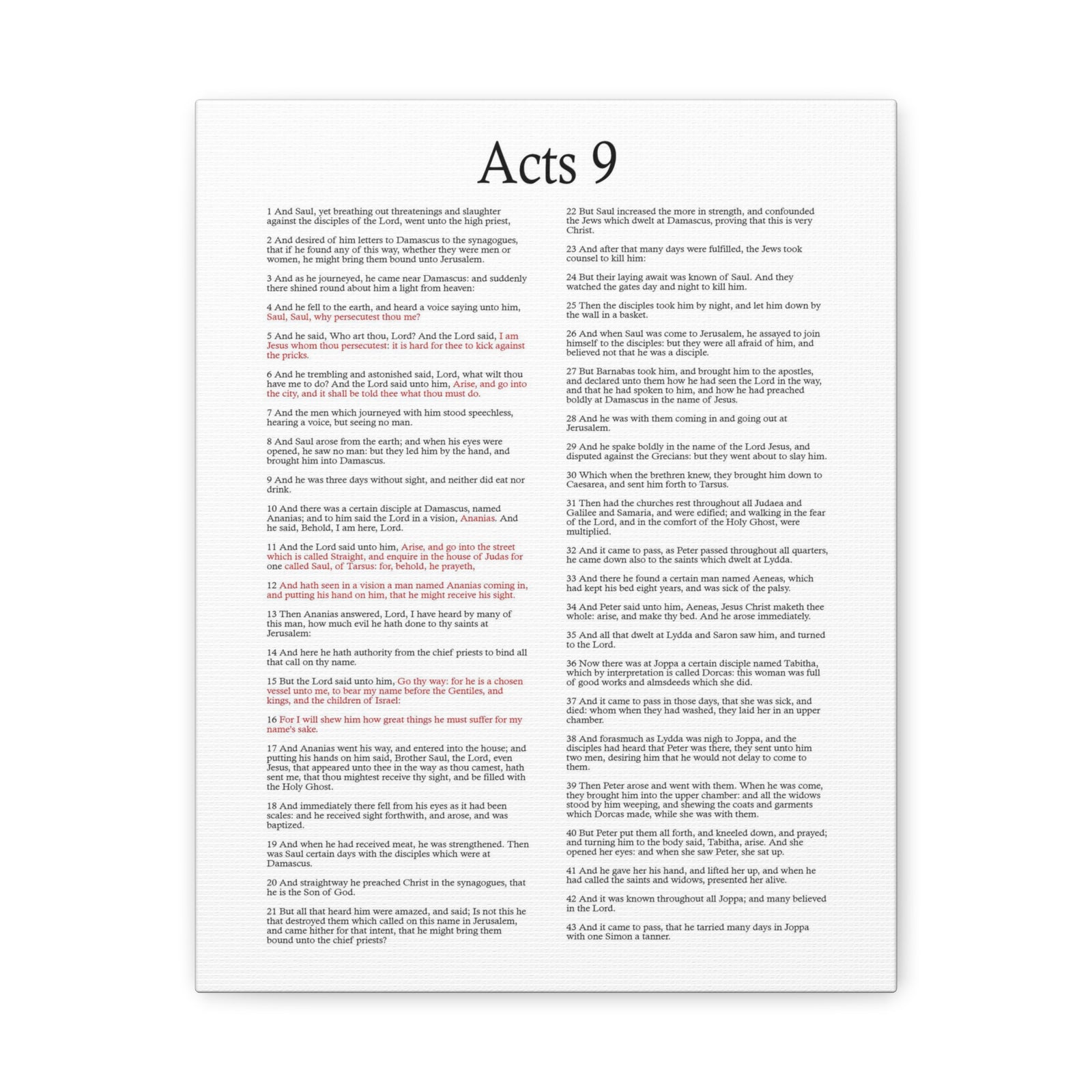 Scripture Walls Acts 9 Conversion of Saul Christ Words in Red Bible Verse Canvas Christian Wall Art Ready to Hang Unframed-Express Your Love Gifts