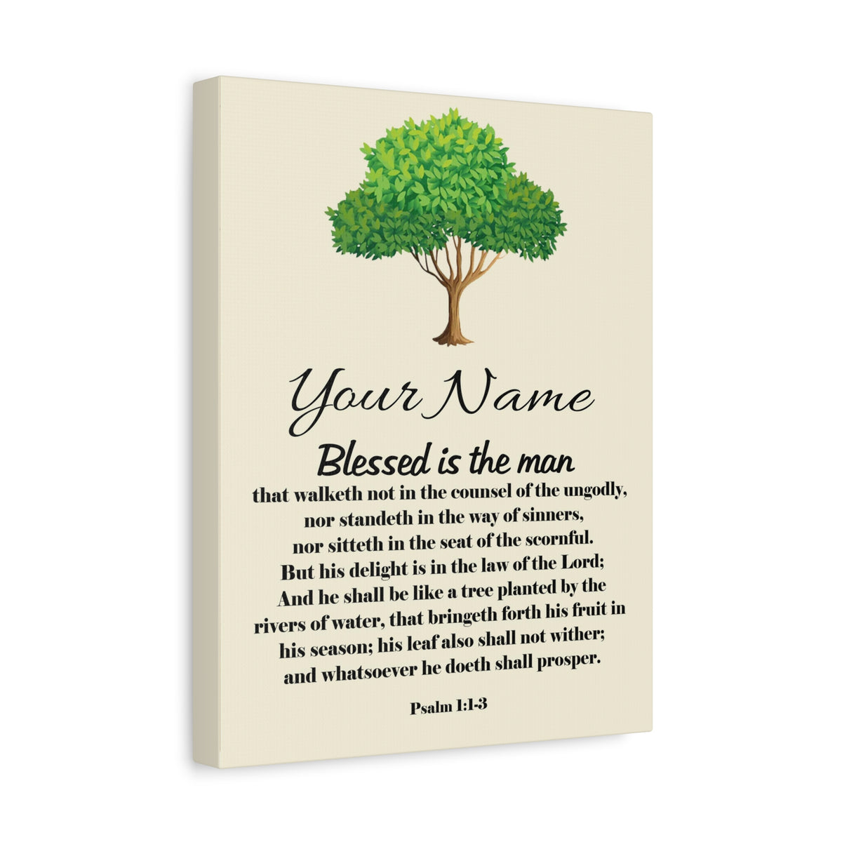 Scripture Walls Personalized Blessed is the Man Psalm 1:1-3 Bible Chapter Canvas Christian Wall Art Ready to Hang-Express Your Love Gifts