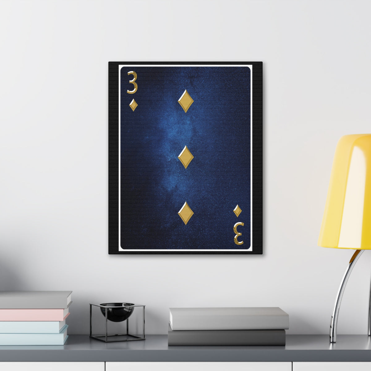 Three Of Diamonds Space Background Playing Card Canvas Wall Art for Home Decor Ready-to-Hang-Express Your Love Gifts