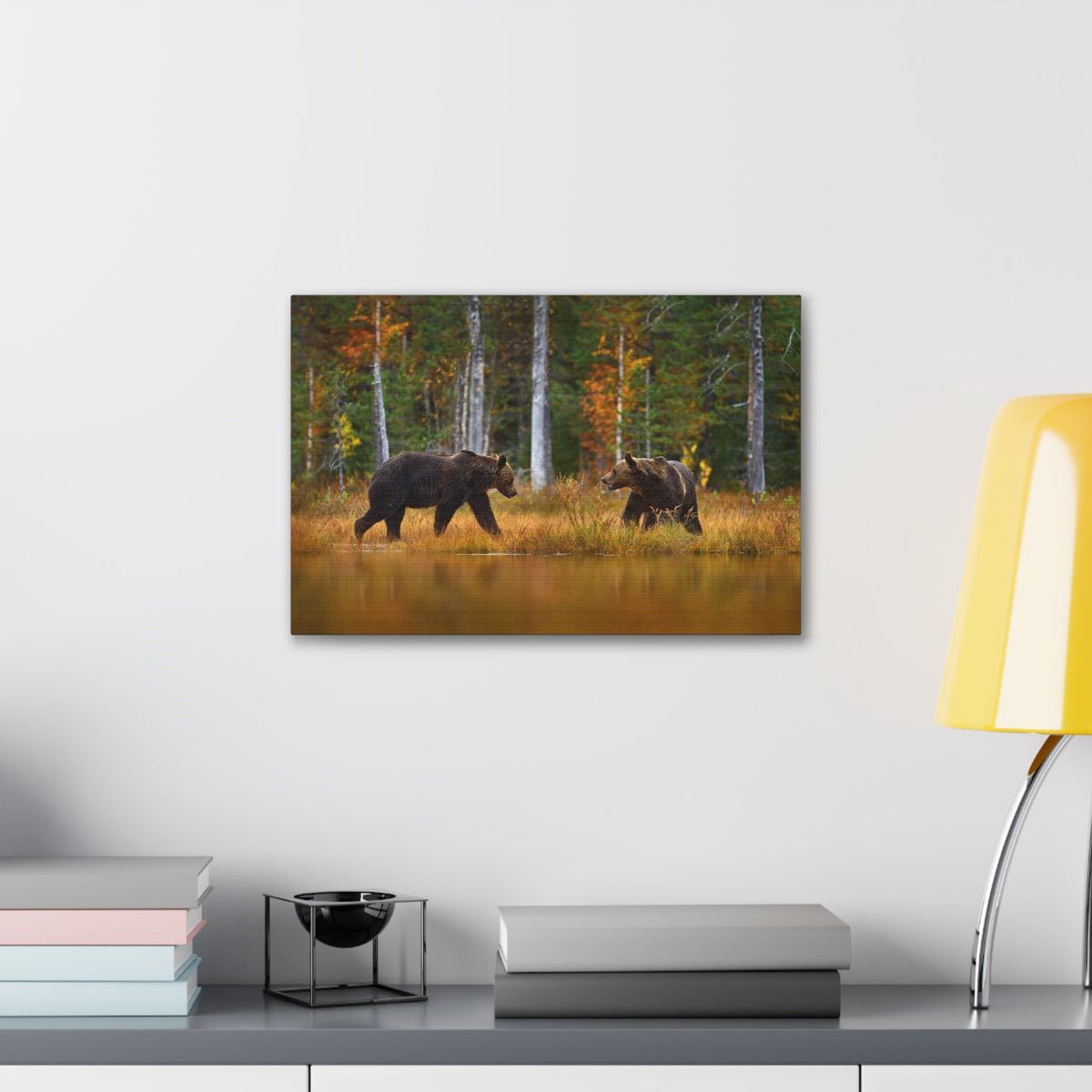 Spring Forest Bears Nature Wilderness Photography Canvas Wall Art for Home Decor Ready-to-Hang-Express Your Love Gifts