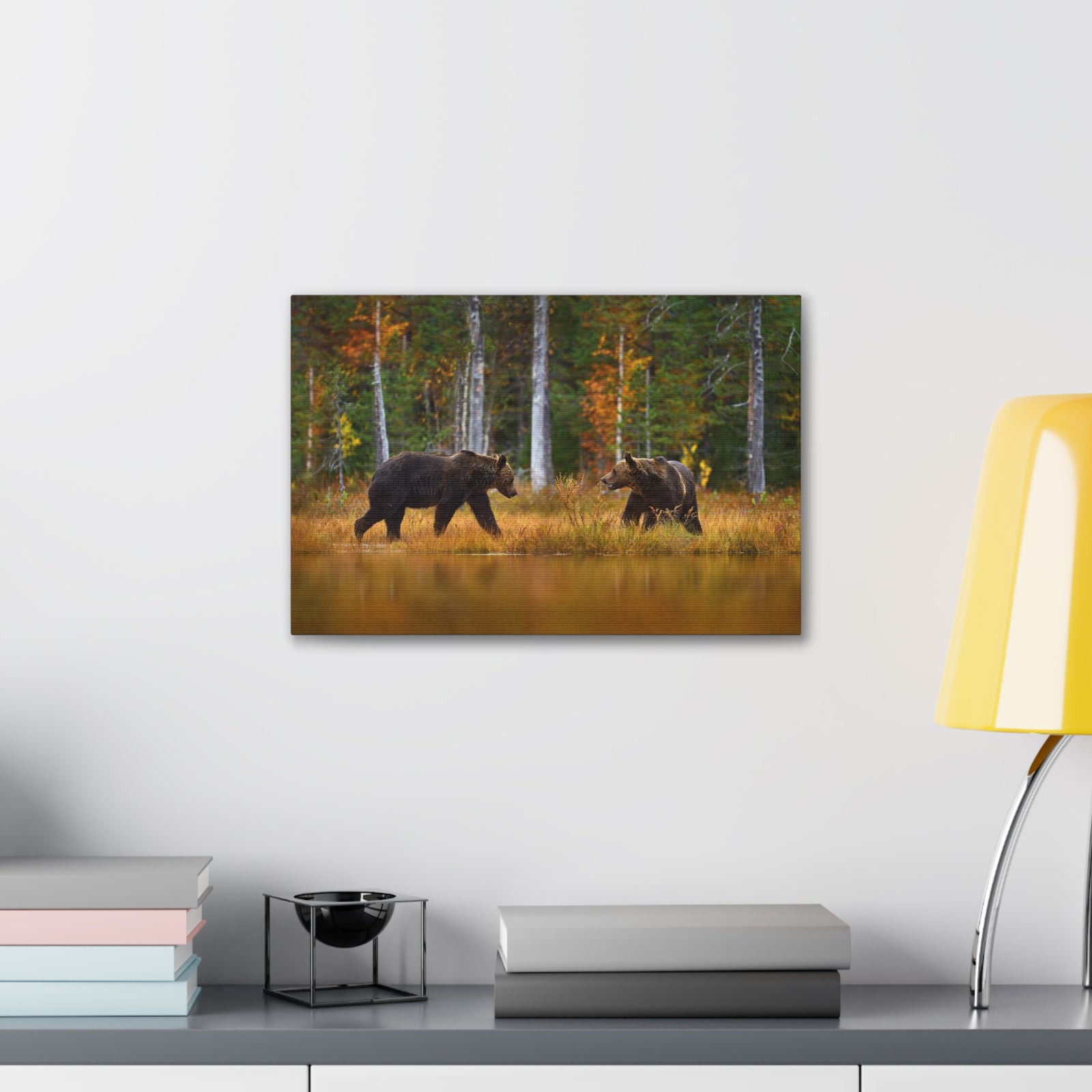 Spring Forest Bears Nature Wilderness Photography Canvas Wall Art for Home Decor Ready-to-Hang-Express Your Love Gifts