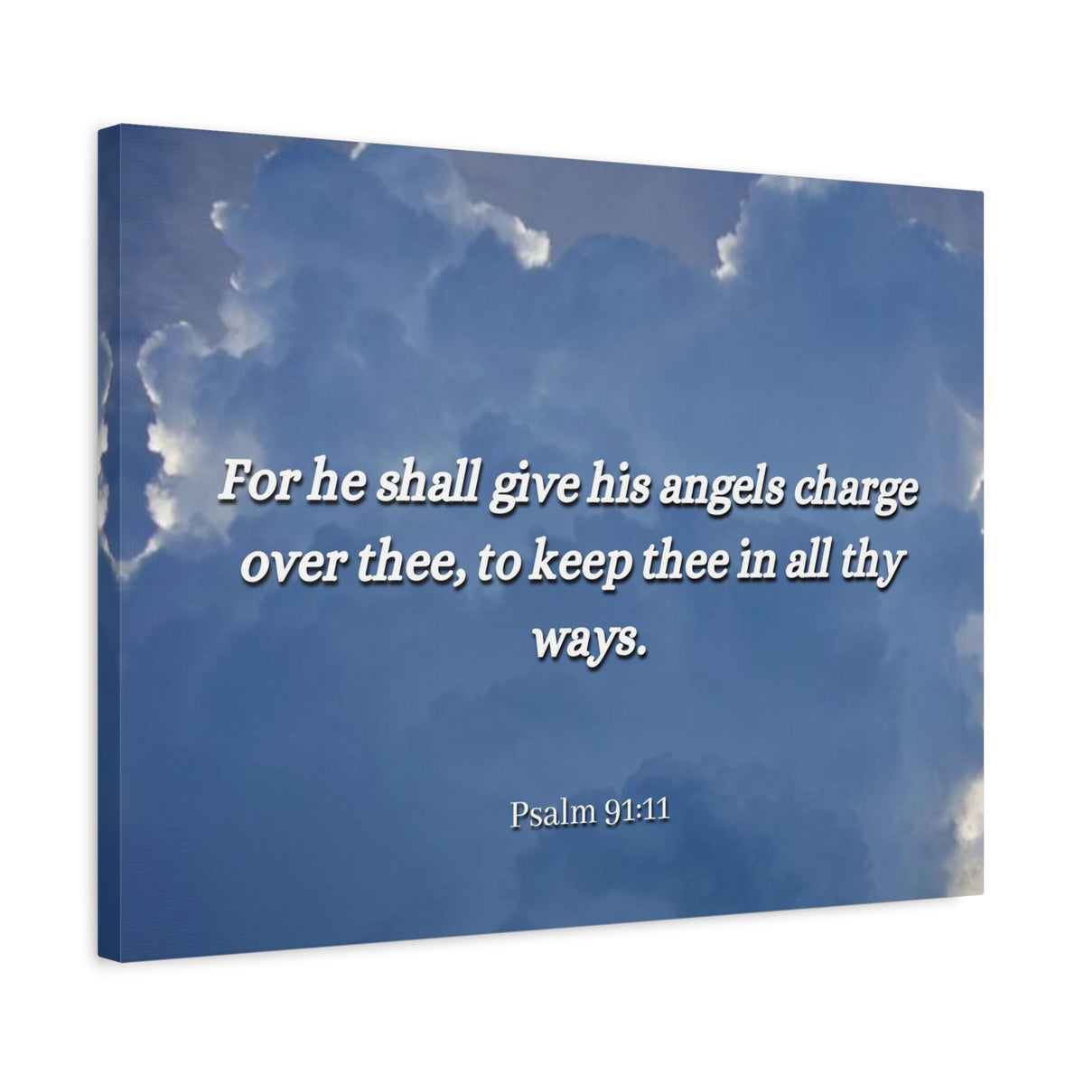 Scripture Canvas Angels Over Thee Psalm 91:11 Christian Wall Art Bible Verse Print Ready to Hang-Express Your Love Gifts