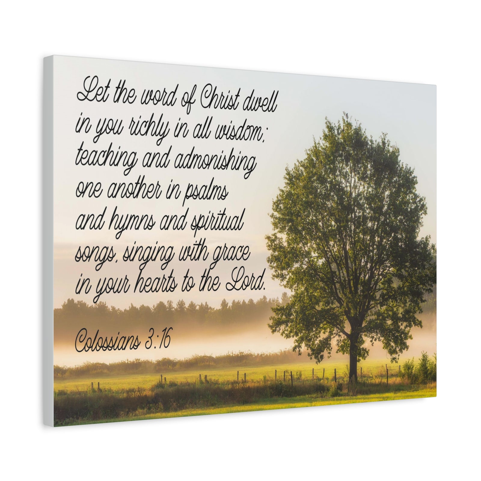 Scripture Canvas Psalms, Hymns and Spiritual Songs Colossians 3:16 Christian Wall Art Bible Verse Print Ready to Hang-Express Your Love Gifts