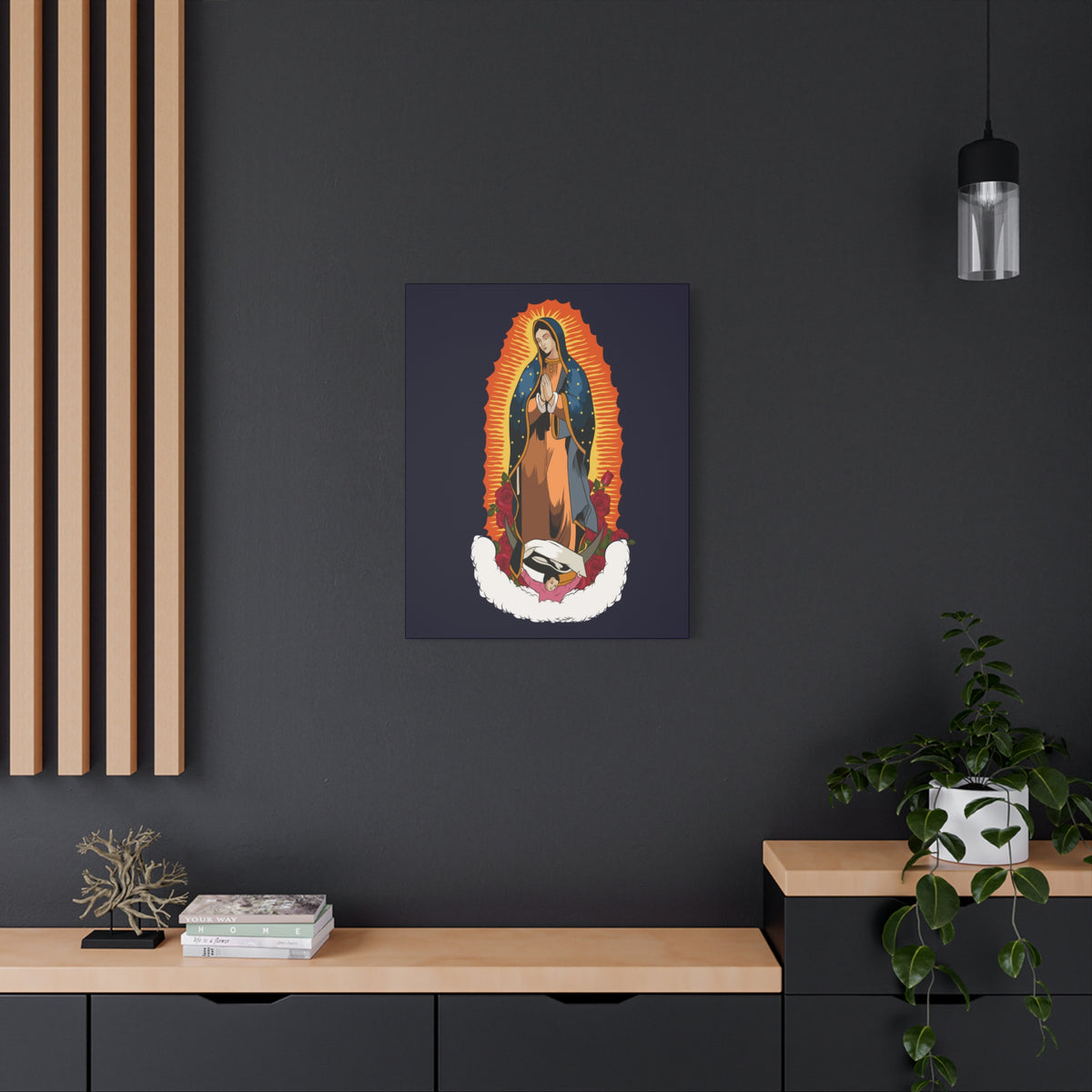 Our Lady of Guadalupe (Spanish: Nuestra Señora de Guadalupe ) Printed On Ready To Hang Stretched Canvas Wall Art-Express Your Love Gifts