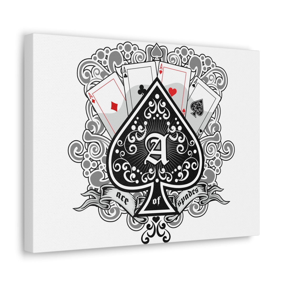 Gothic Coat Of Arms Ace Of Spades Playing Card Canvas Wall Art for Home Decor Ready-to-Hang-Express Your Love Gifts