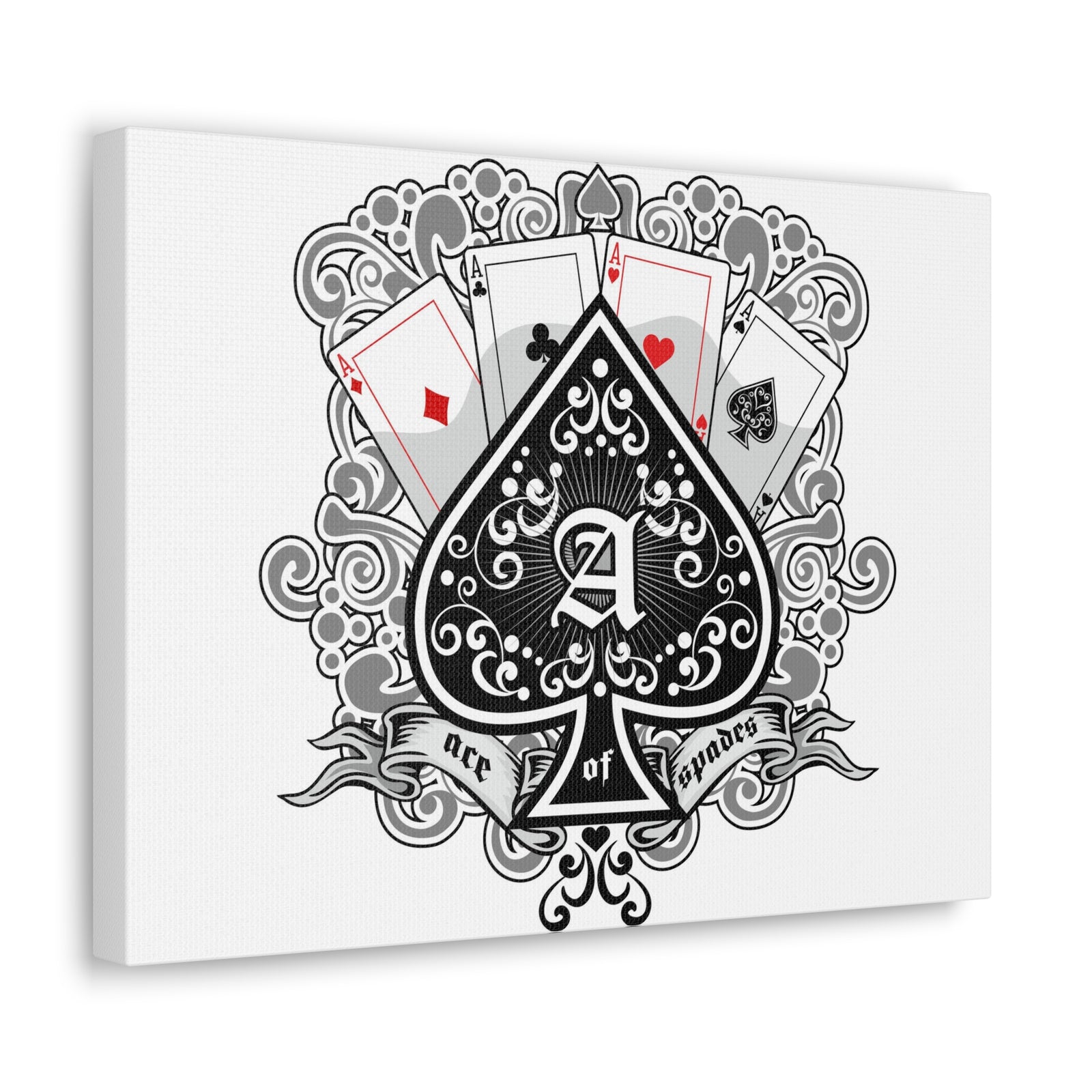 Gothic Coat Of Arms Ace Of Spades Playing Card Canvas Wall Art for Home Decor Ready-to-Hang-Express Your Love Gifts