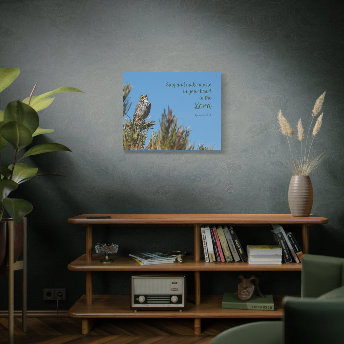 Scripture Canvas In Your Heart Ephesians 5:19 Christian Wall Art Bible Verse Print Ready to Hang-Express Your Love Gifts