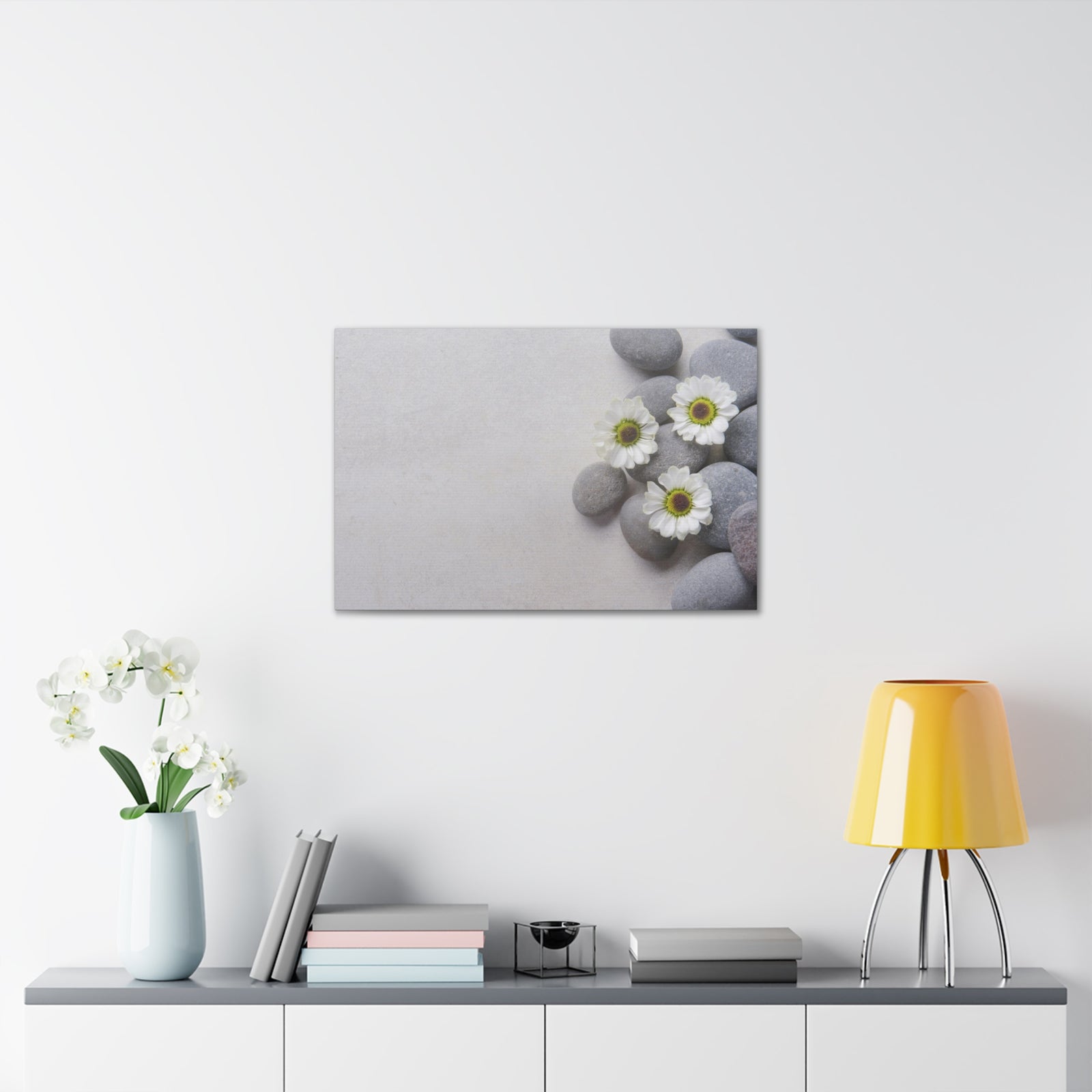 Three White Flower Forest Floral Nature Photography Canvas Wall Art for Home Decor Ready-to-Hang-Express Your Love Gifts