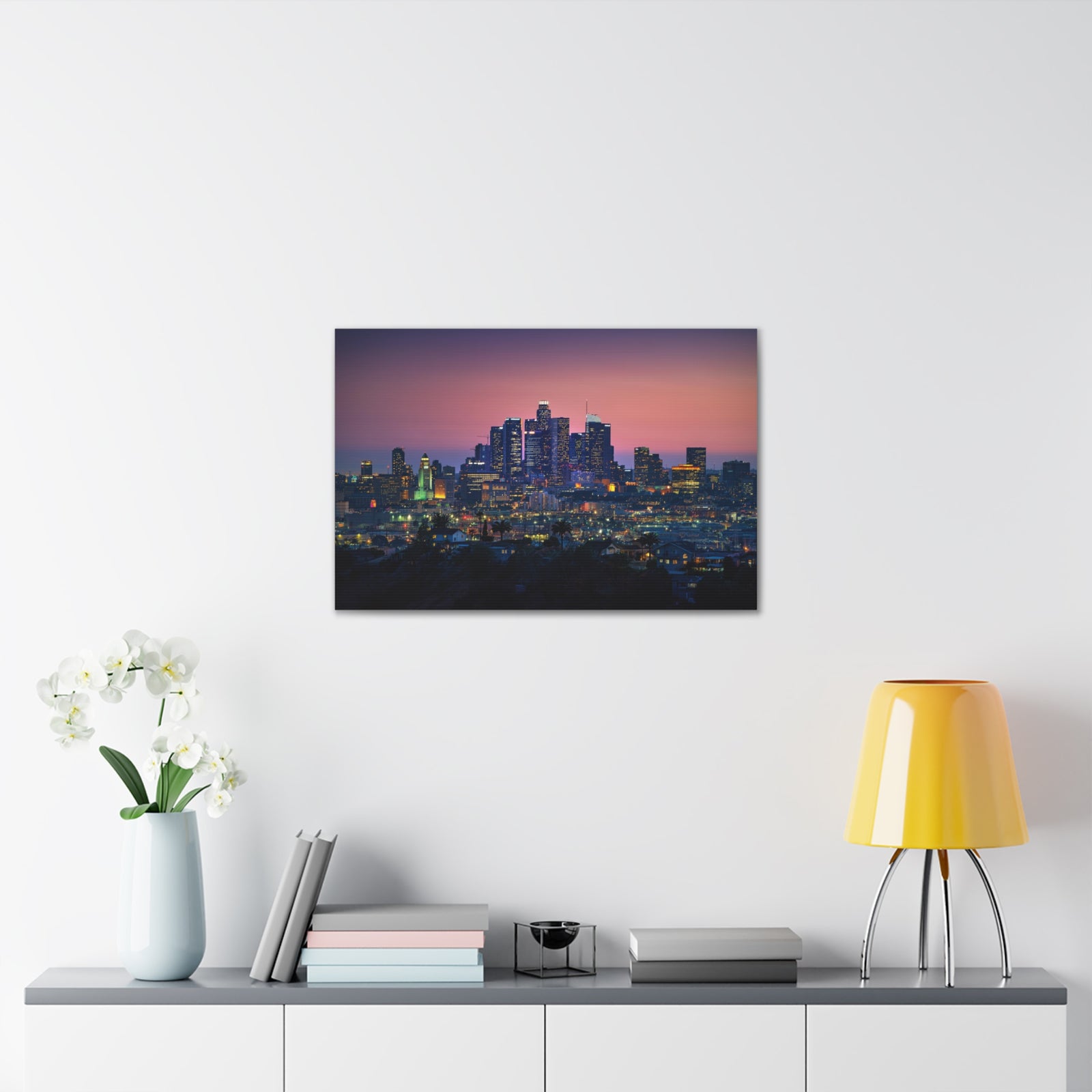 Los Angeles Night Skyline Canvas Artwork High-Quality Breathtaking Stunning Cityscape for Home Decor Ready to Hang-Express Your Love Gifts
