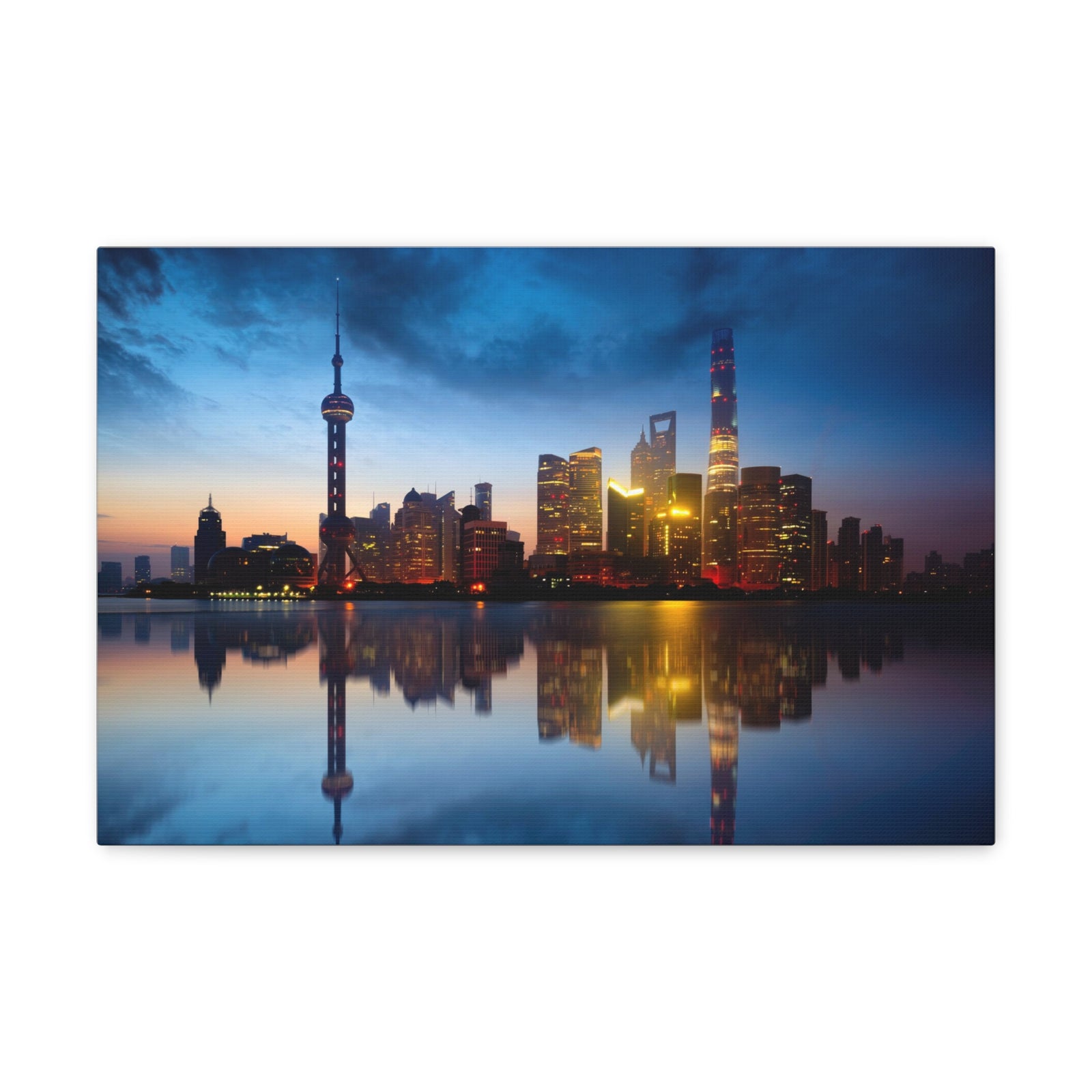 Shanghai Night Skyline Canvas Artwork High-Quality Breathtaking Stunning Cityscape for Home Decor Ready to Hang-Express Your Love Gifts