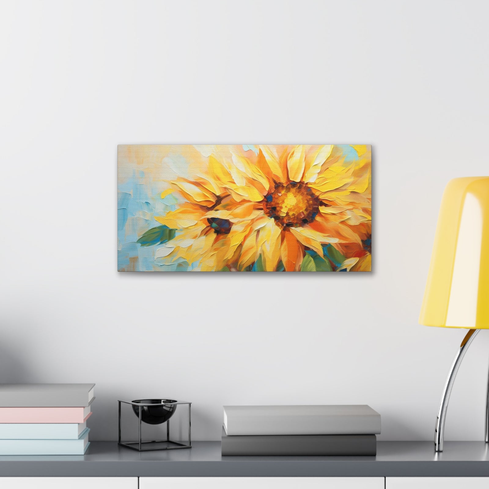 Sunflower Acrylic Painting Contemporary Blossom Canvas Wall Art for Home Decor Ready-to-Hang-Express Your Love Gifts
