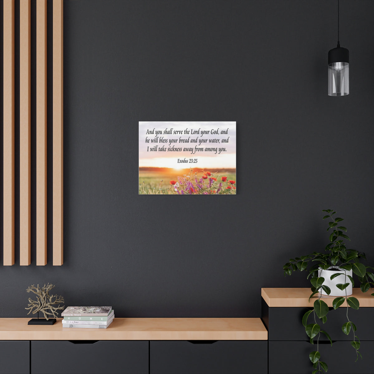 Bible Verse Canvas And You Shall Serve the Lord Exodus 23:25 Scripture Wall Art Christian Home Decor-Express Your Love Gifts