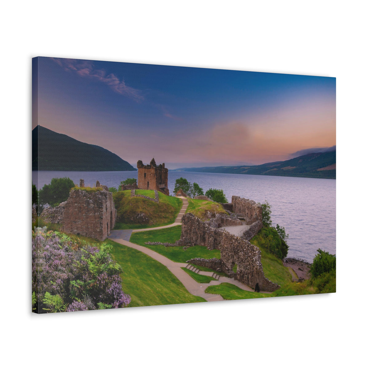 Ruins of Urquhart Castle Ness Scotland Nature Wilderness Photography Canvas Wall Art for Home Decor Ready-to-Hang-Express Your Love Gifts