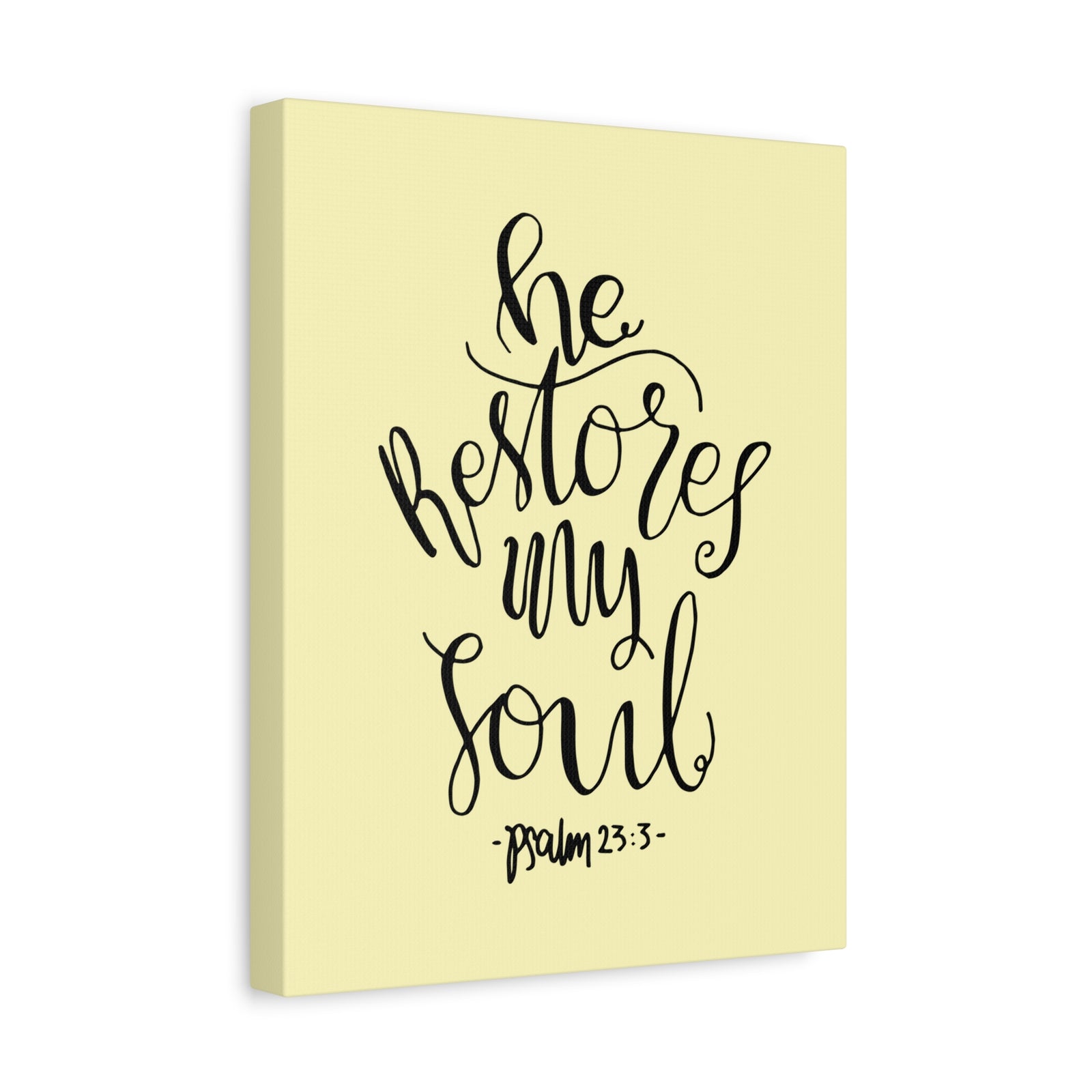 Scripture Walls He Restores My Soul Psalm 23:3 Bible Verse Canvas Christian Wall Art Ready To Hang-Express Your Love Gifts
