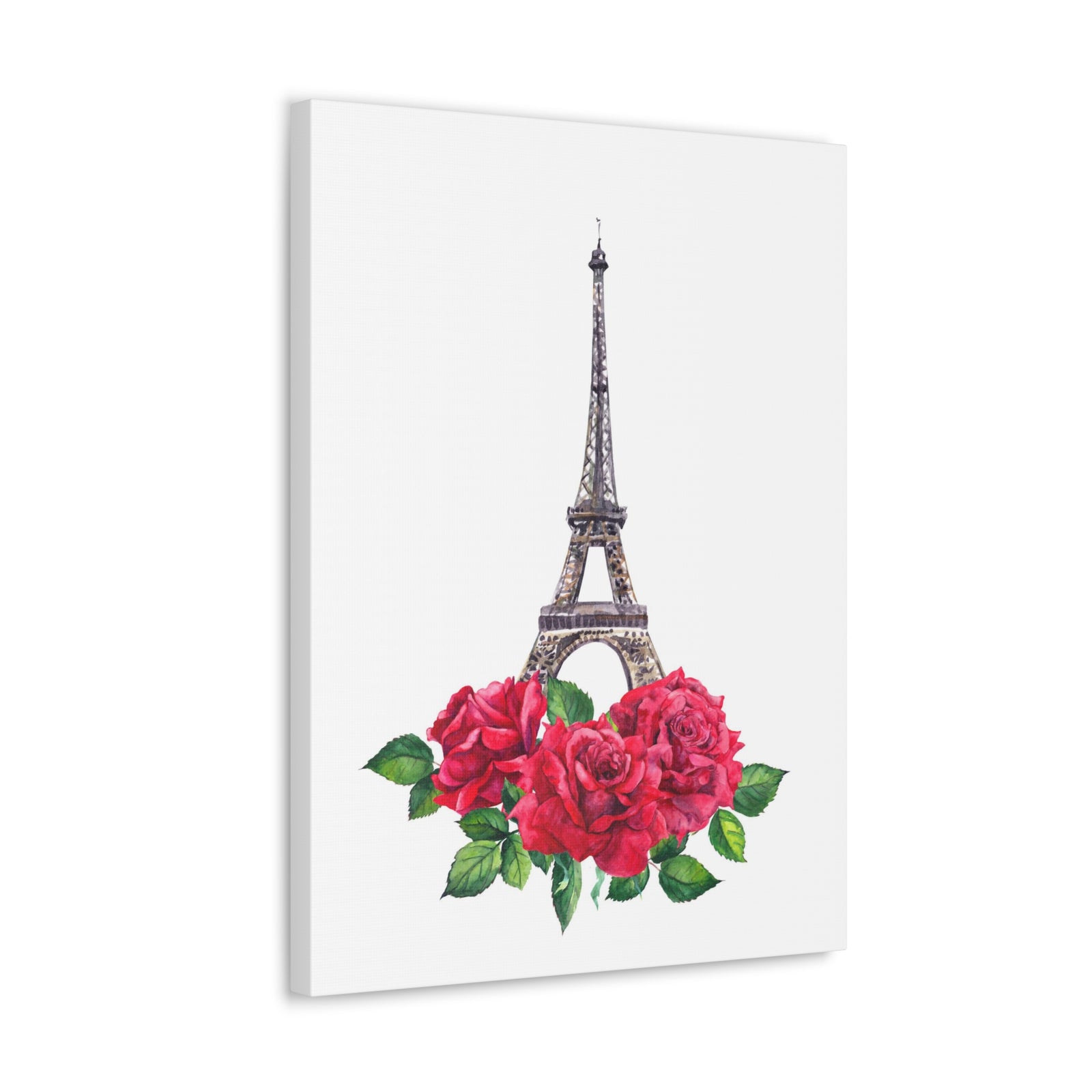 Eiffel Tower Red Rose Paris Illustration France Canvas Artwork High-Quality Breathtaking French City for Home Decor Ready to Hang-Express Your Love Gifts