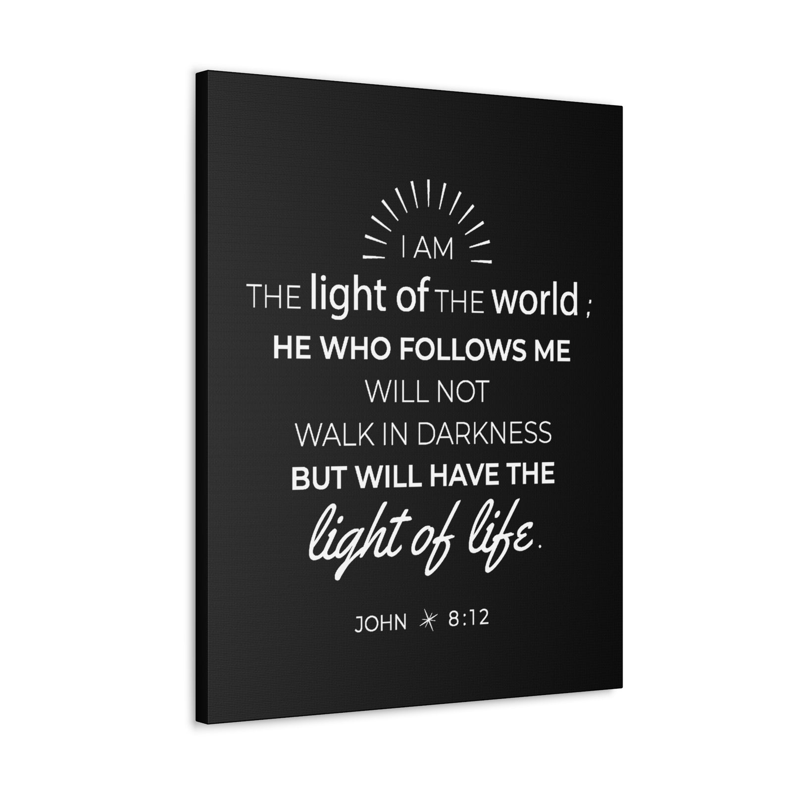 Scripture Walls John 8:12 Light of the World Bible Verse Canvas Christian Wall Art Ready to Hang Unframed-Express Your Love Gifts