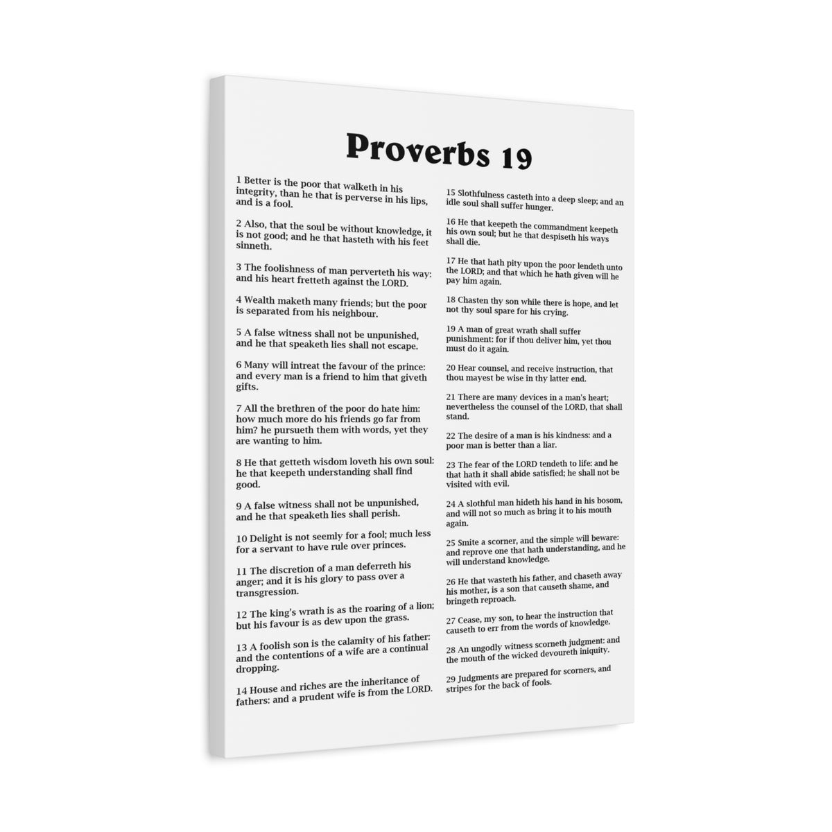 Scripture Walls Proverbs Chapter 19 White Bible Canvas Christian Wall Art Ready to Hang Unframed-Express Your Love Gifts
