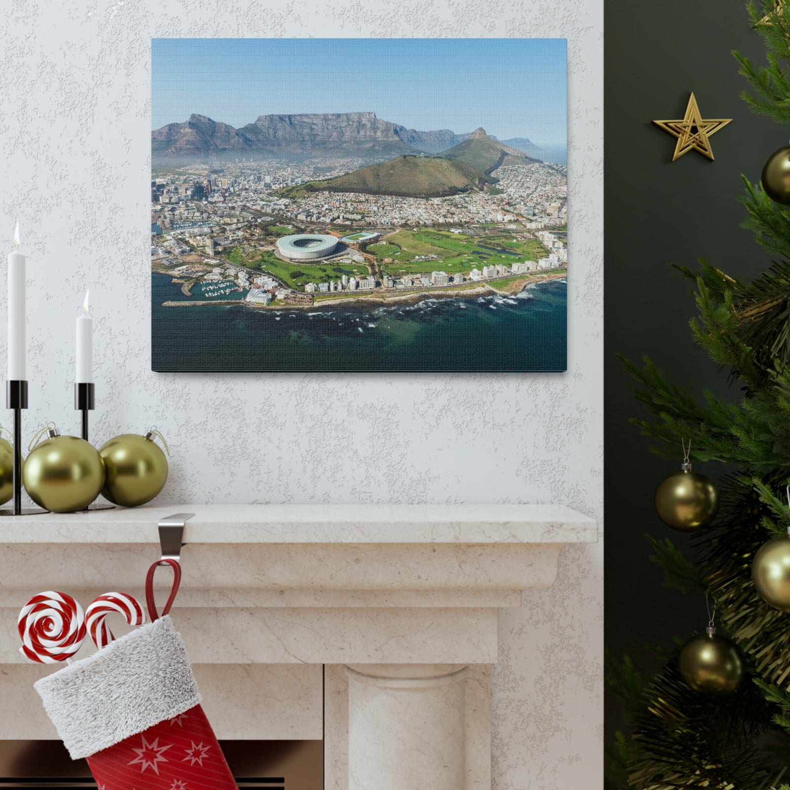 Cape Town Daytime Skyline Canvas Artwork High-Quality Breathtaking Stunning Cityscape for Home Decor Ready to Hang-Express Your Love Gifts