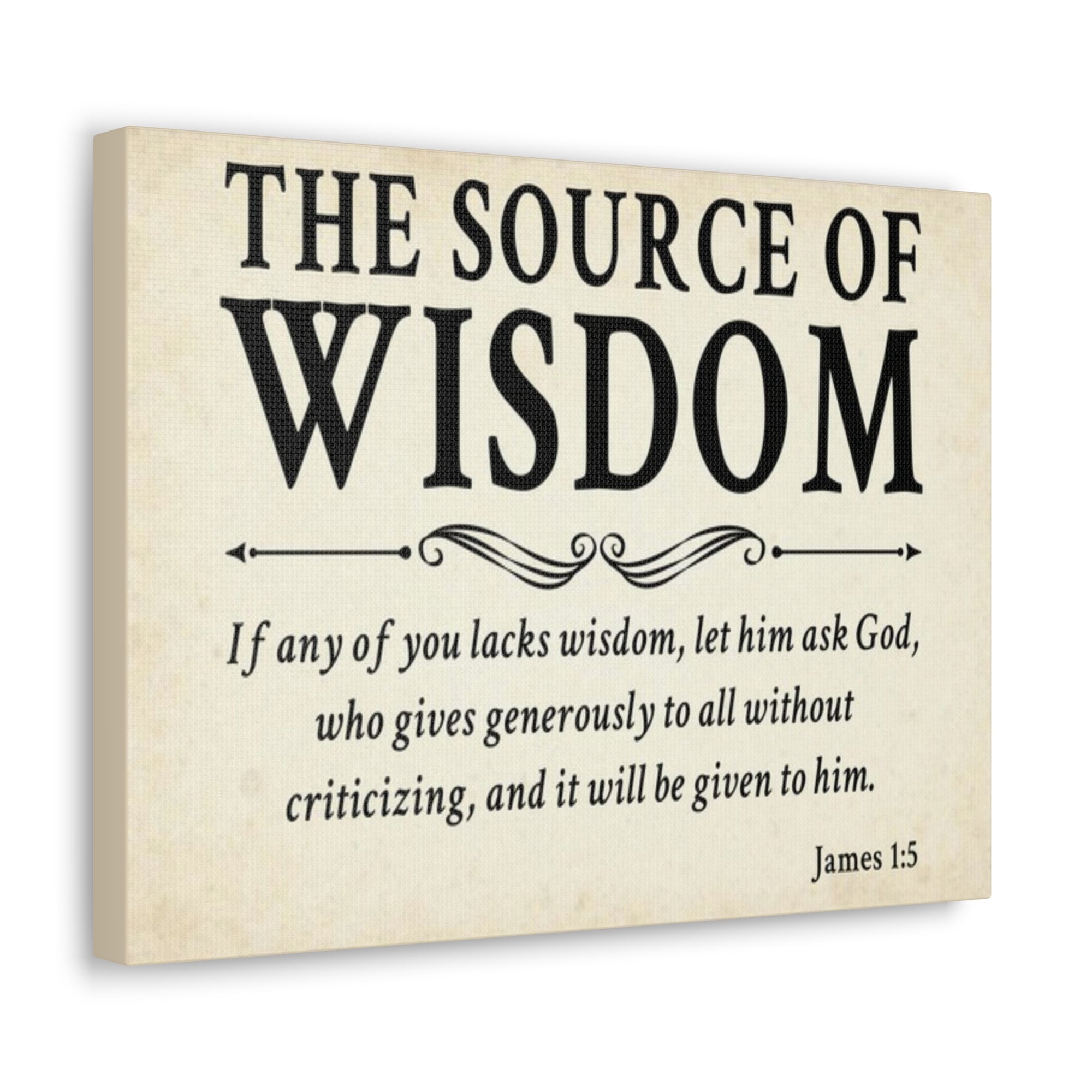 Scripture Walls James 1:5 The Source of Wisdom White Bible Verse Canvas Christian Wall Art Ready to Hang Unframed-Express Your Love Gifts