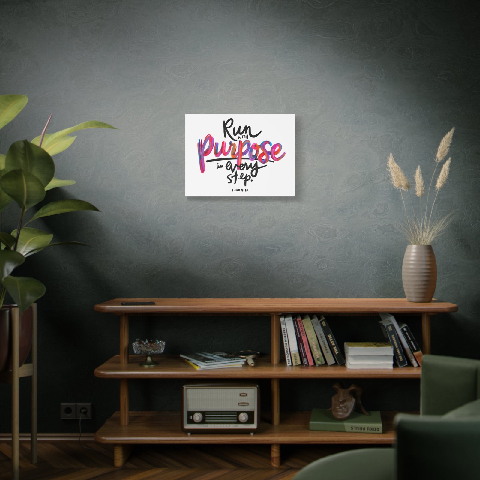 Scripture Canvas Run With Purpose 1 Corinthians 9:26 Christian Wall Art Bible Verse Print Ready to Hang-Express Your Love Gifts