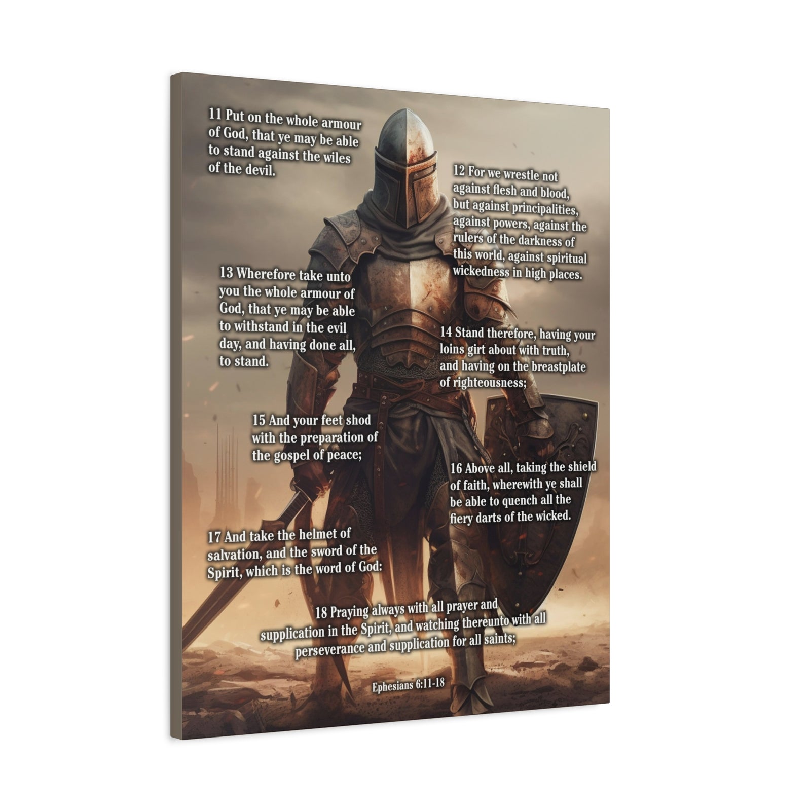 Scripture Walls Armour of God Ephesians 6:11-18 Standing Warrior Christian Wall Art Print Ready to Hang Unframed-Express Your Love Gifts
