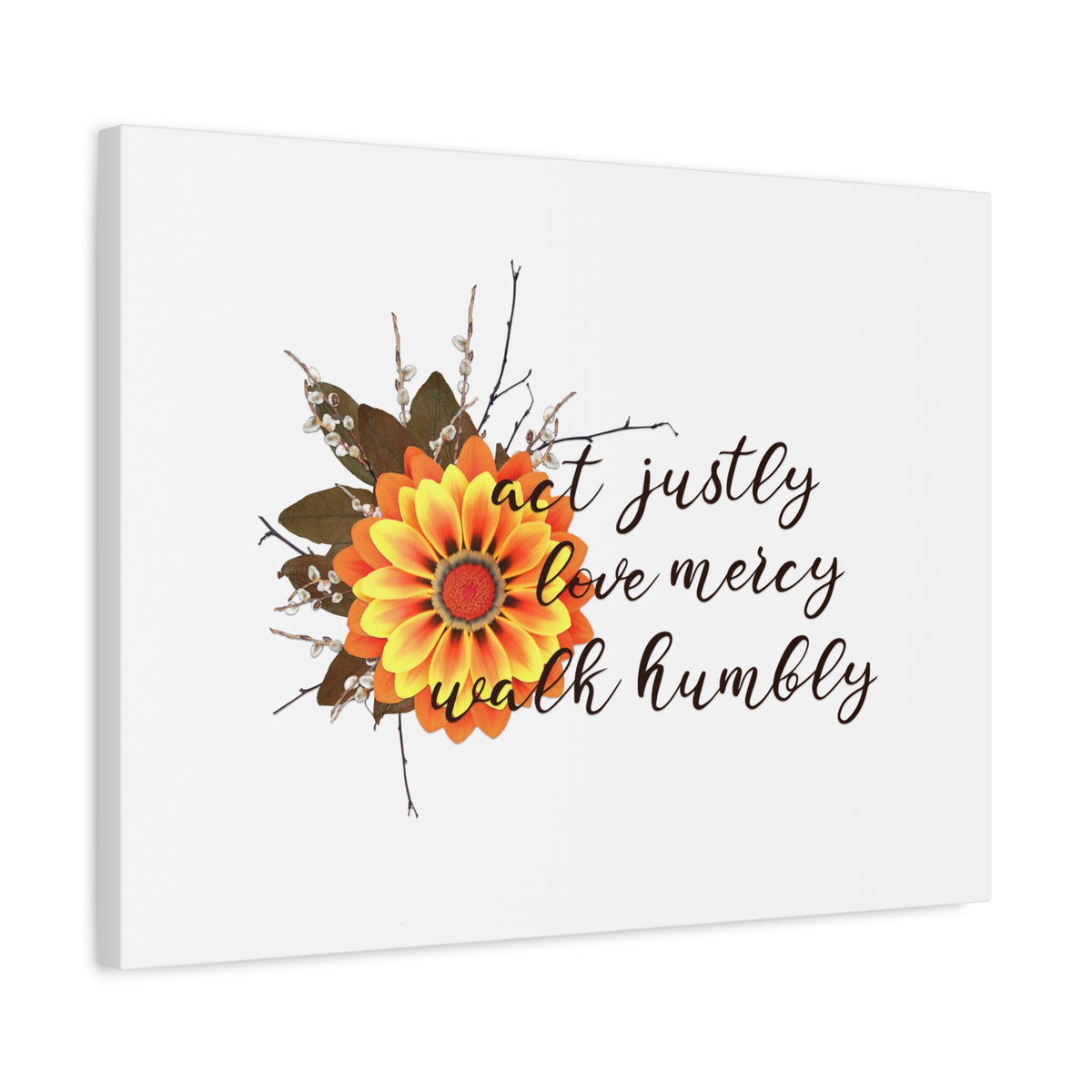Scripture Walls Micah 6:8 Act Justly Sunflower Bible Verse Canvas Christian Wall Art Ready to Hang Unframed-Express Your Love Gifts