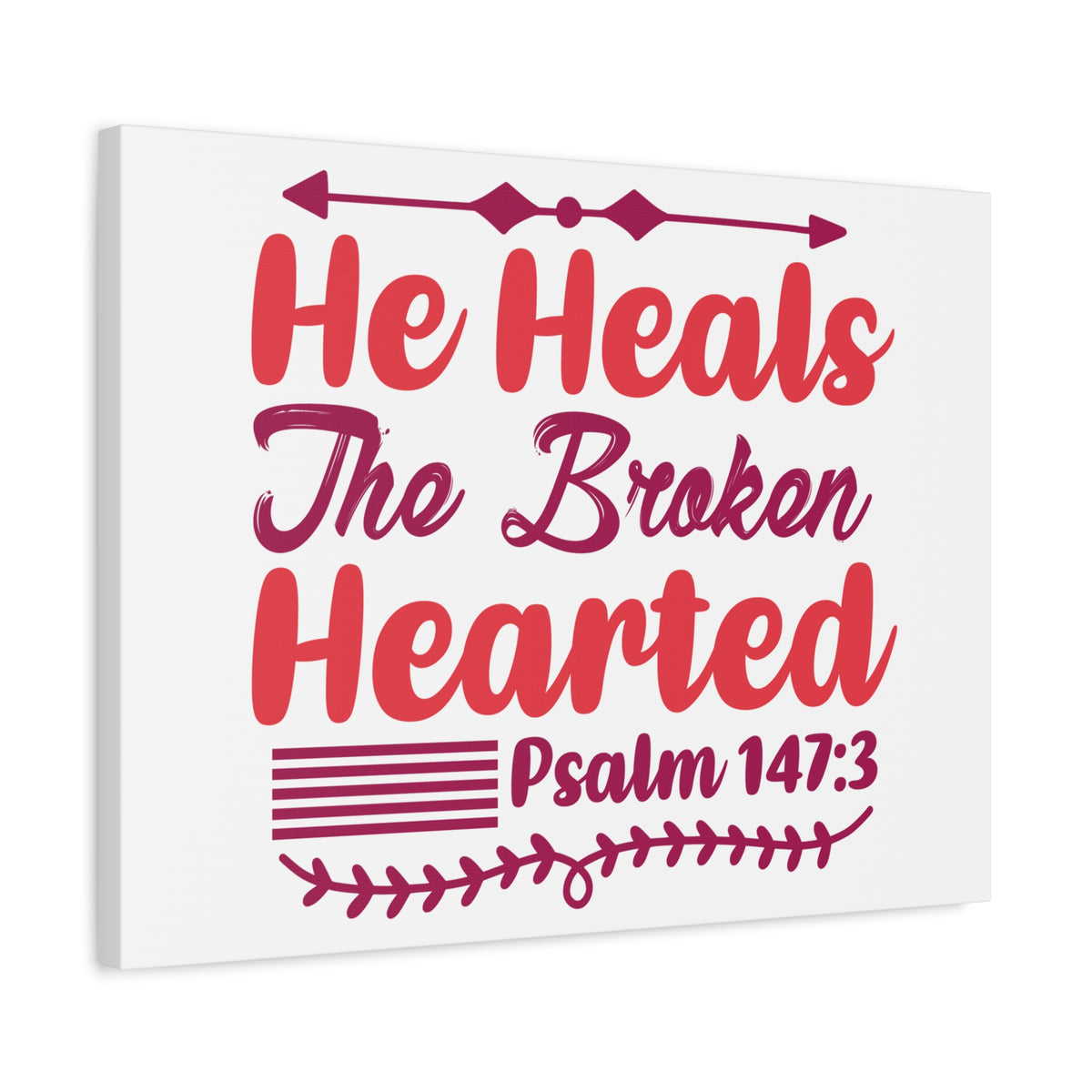 Scripture Canvas Psalm 147:3 The Broken Hearted Christian Wall Art Bible Verse Print Ready to Hang-Express Your Love Gifts