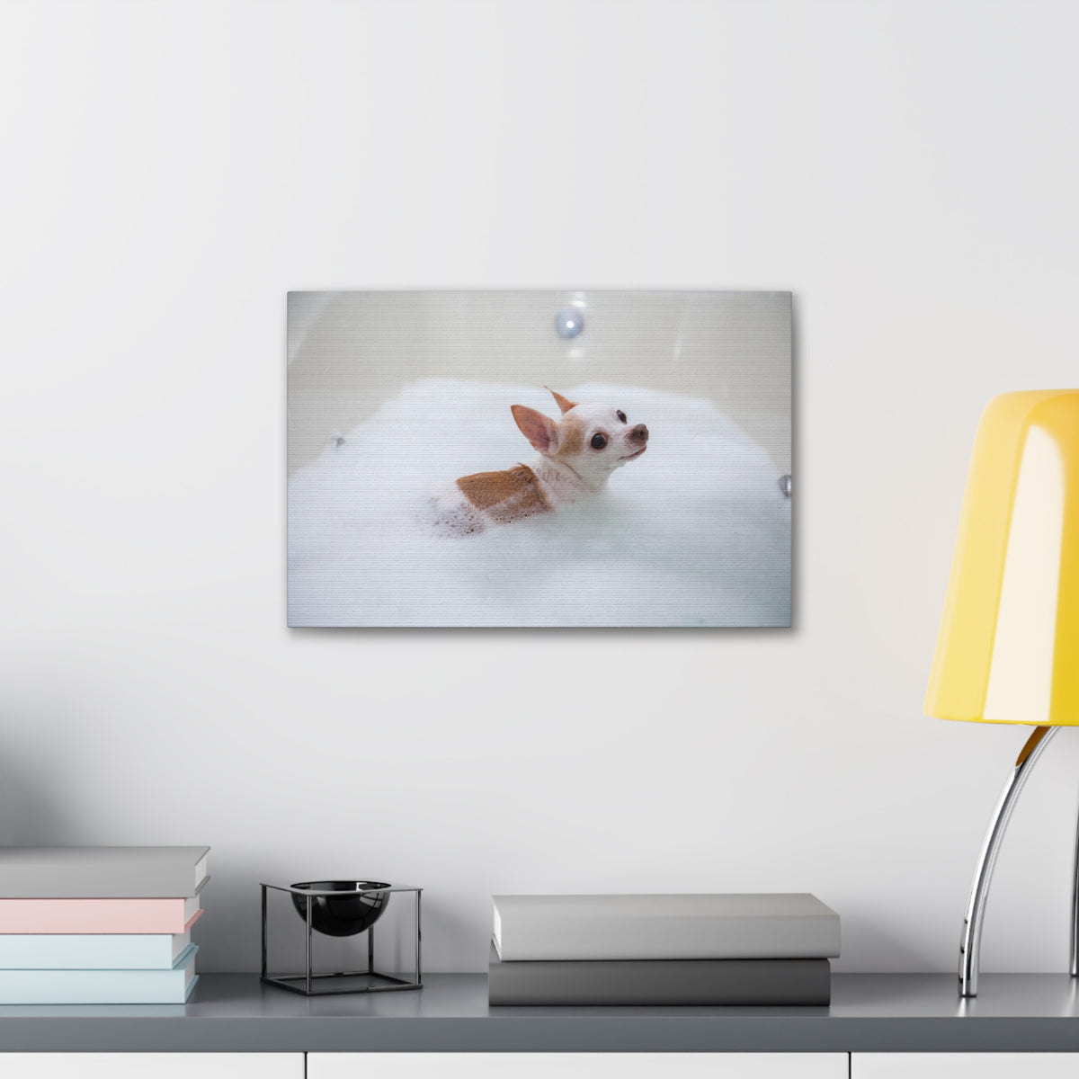Cute Chihuahua Bathee Canvas Wall Art for Home Decor Ready-to-Hang-Express Your Love Gifts