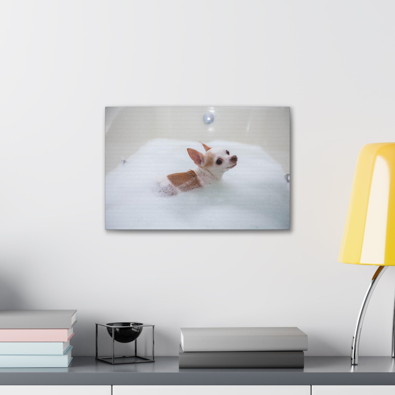Cute Chihuahua Bathee Canvas Wall Art for Home Decor Ready-to-Hang-Express Your Love Gifts