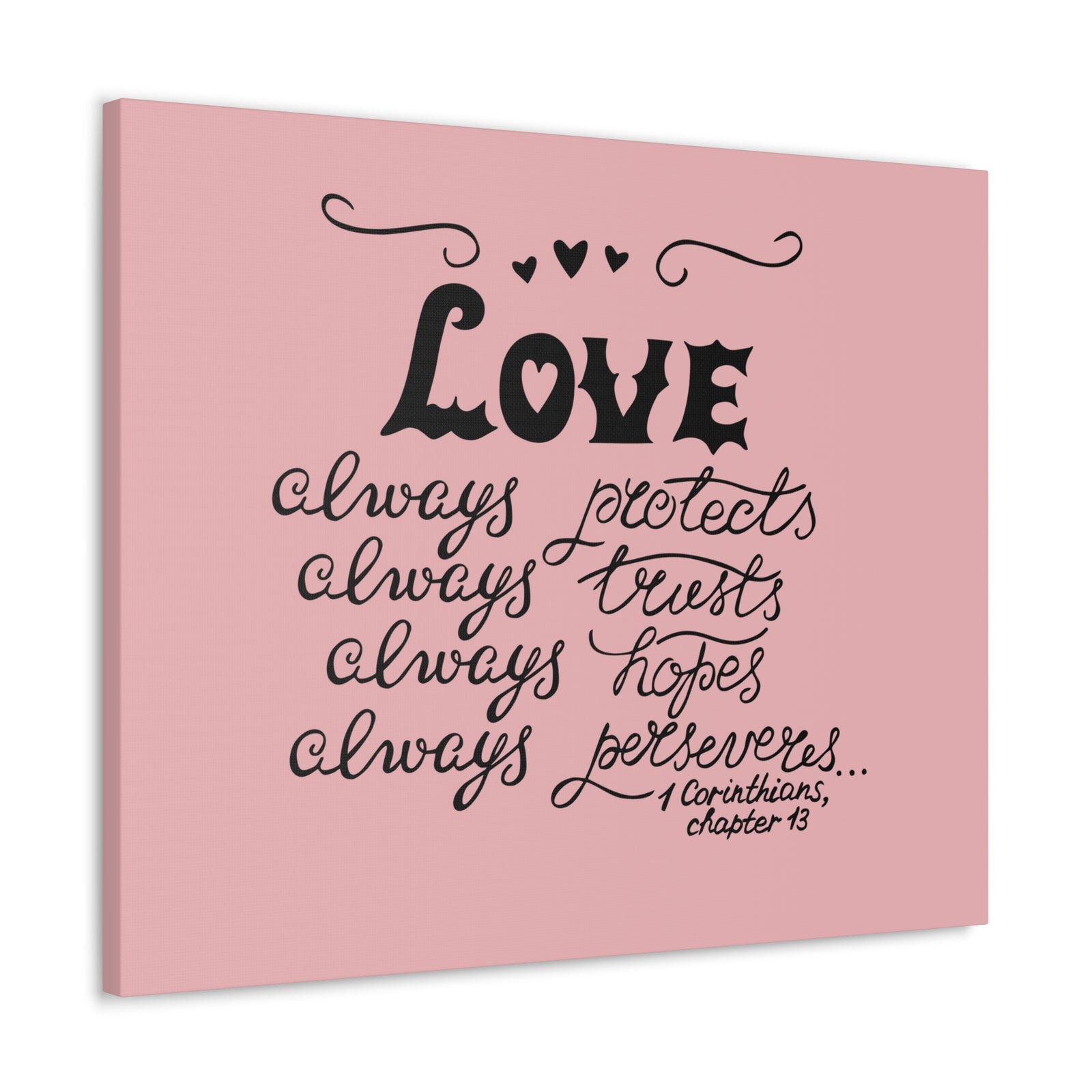 Scripture Canvas Love Always Protects 1 Corinthians Chapter 13 Christian Wall Art Bible Verse Print Ready To Hang-Express Your Love Gifts