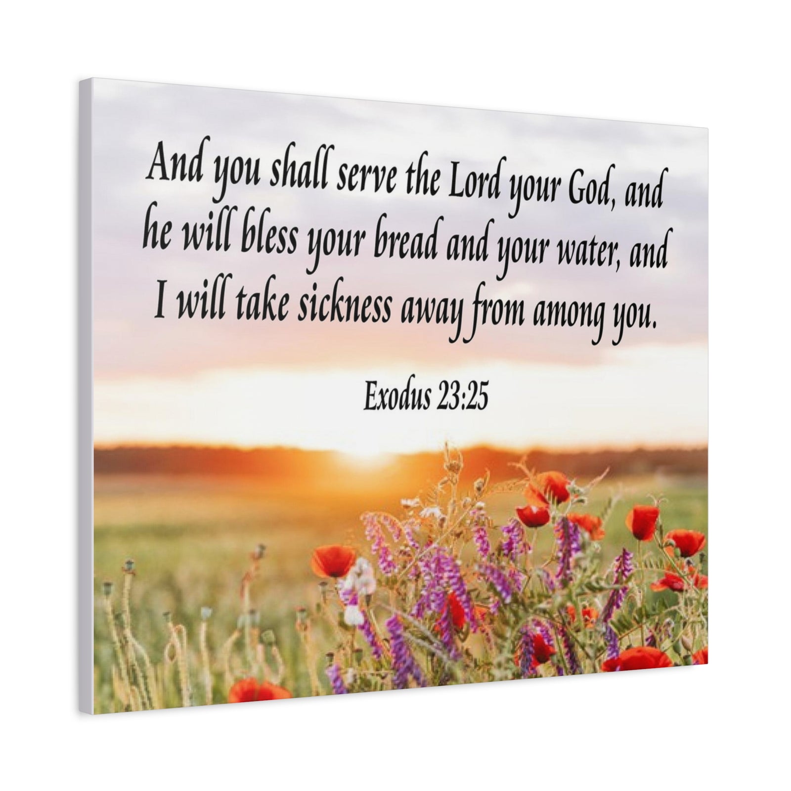 Bible Verse Canvas And You Shall Serve the Lord Exodus 23:25 Scripture Wall Art Christian Home Decor-Express Your Love Gifts