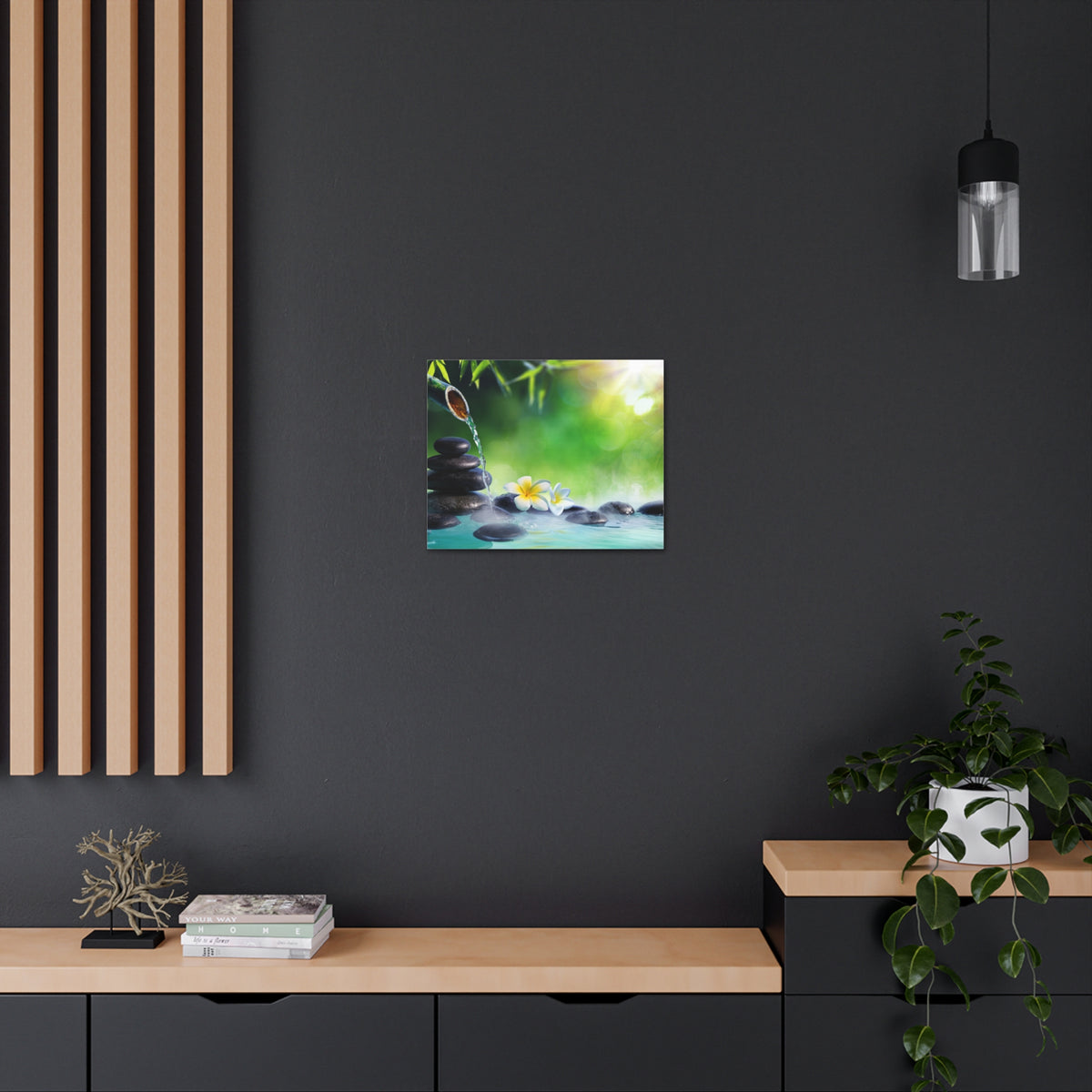 Plumeria Flowers in Fountain Forest Floral Nature Photography Canvas Wall Art for Home Decor Ready-to-Hang-Express Your Love Gifts