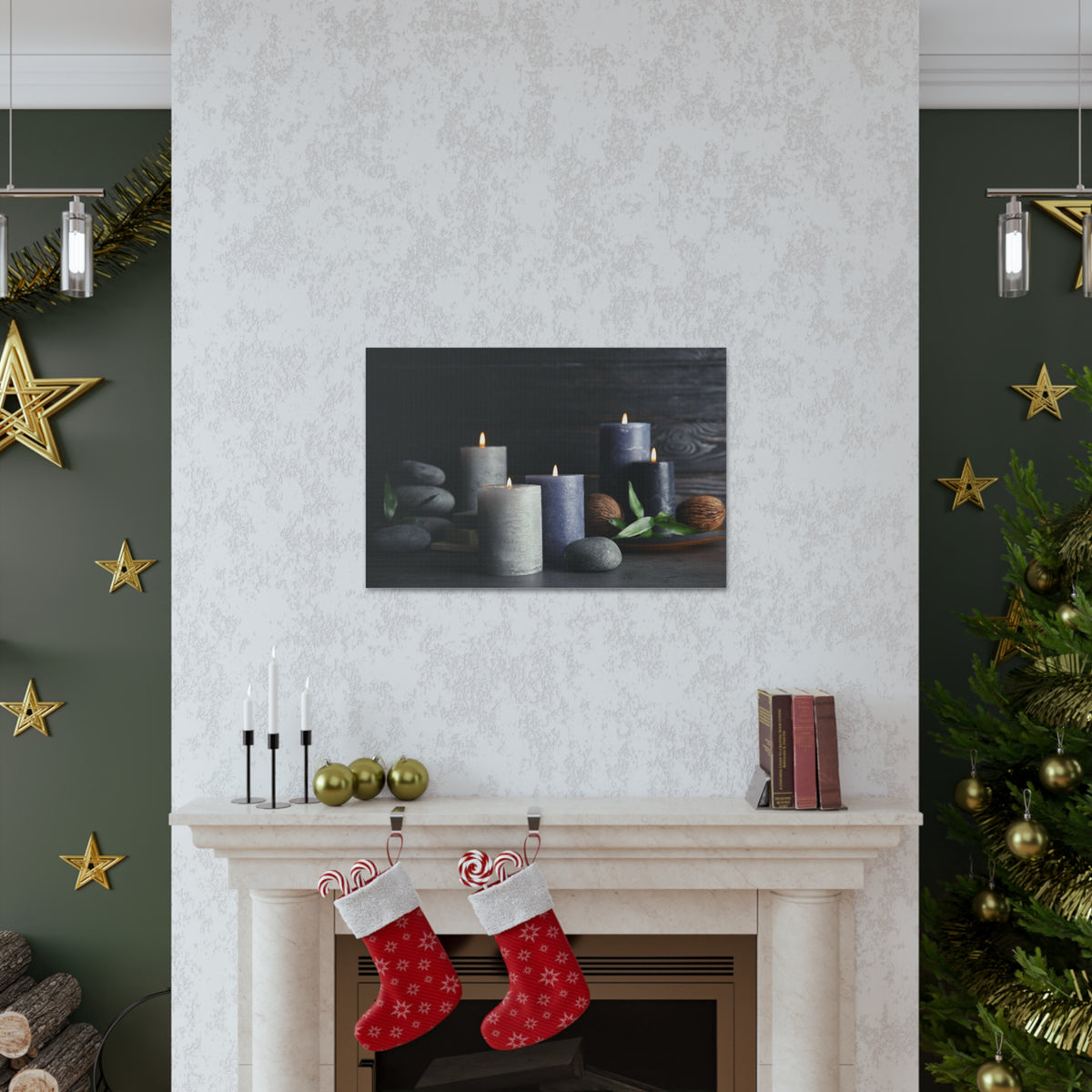 Candles on Table Forest Floral Nature Photography Canvas Wall Art for Home Decor Ready-to-Hang-Express Your Love Gifts