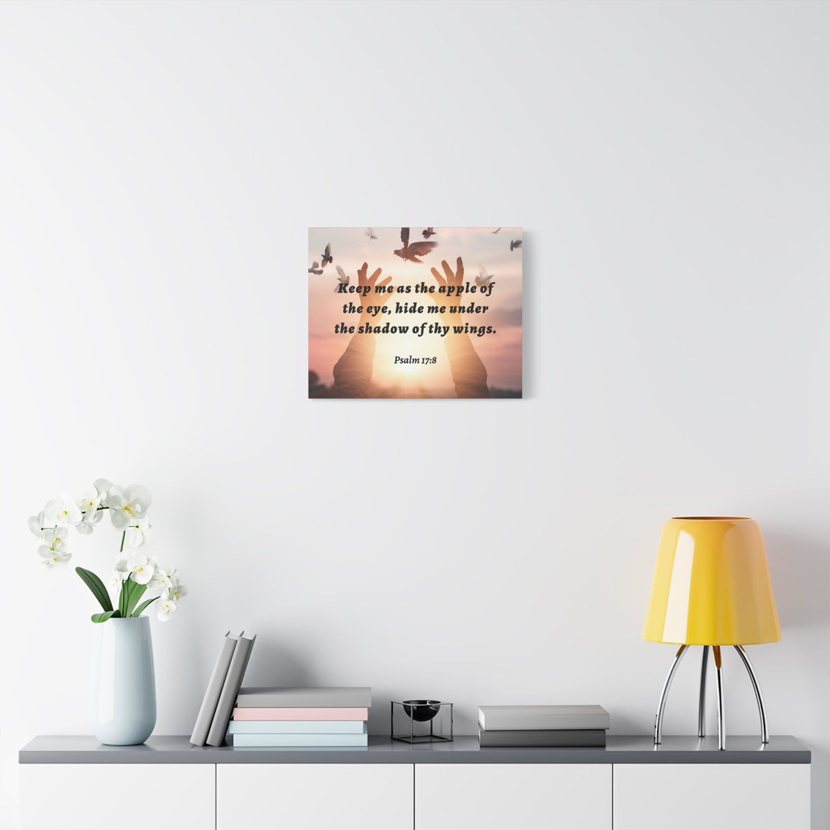 Scripture Walls Thy Wings Psalm 17:8 Bible Verse Canvas Christian Wall Art Ready to Hang-Express Your Love Gifts