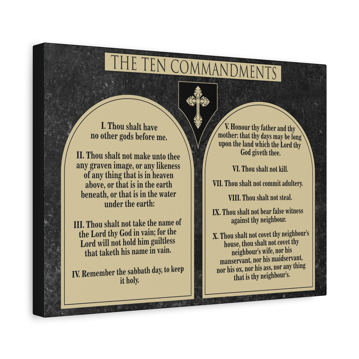 Scripture Canvas Ten Commandments Tablets Brown Christian Wall Art Print Ready to Hang-Express Your Love Gifts