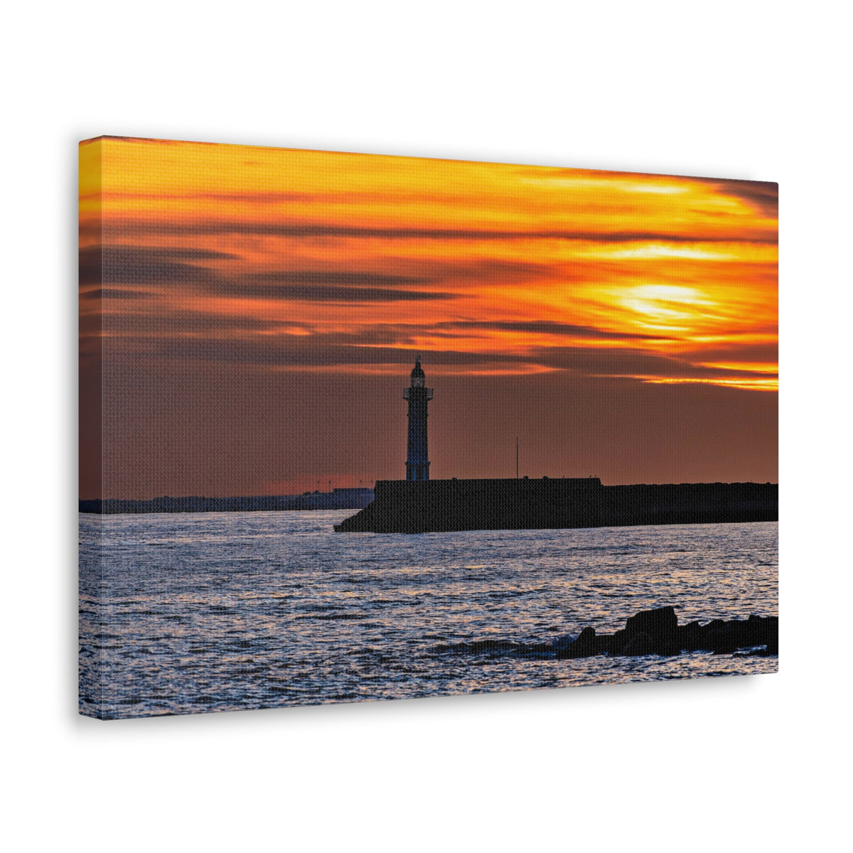 Sunset with Lighthouse Forest Floral Nature Photography Canvas Wall Art for Home Decor Ready-to-Hang-Express Your Love Gifts
