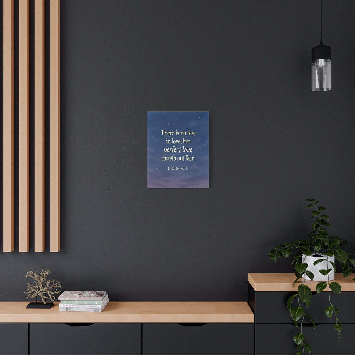 Bible Verse Canvas 1 John 4:18 Christian Home Décor Wall Art Scripture Ready to Hang Faith Print-Express Your Love Gifts